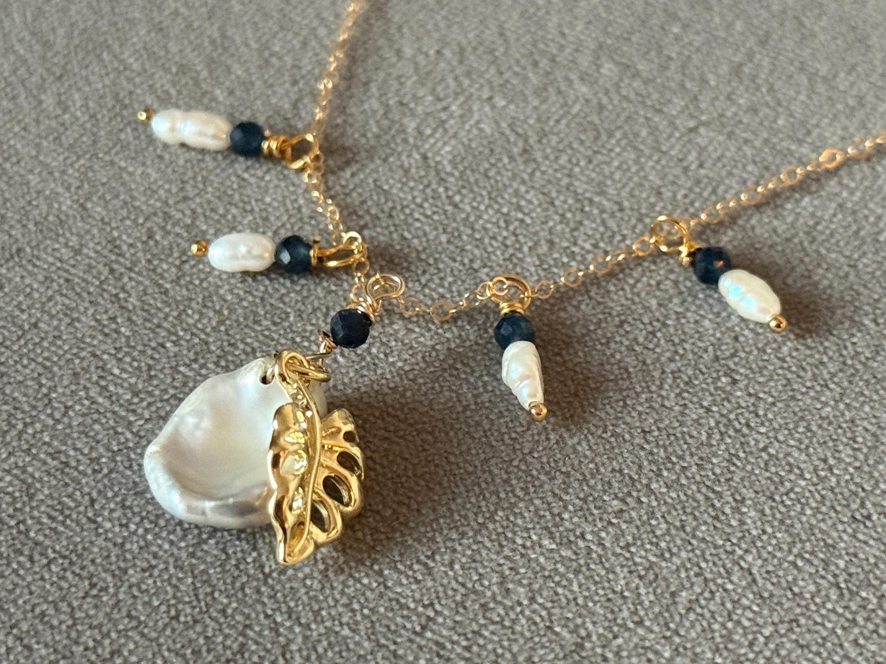 Midnight Saphire Pearl Necklace