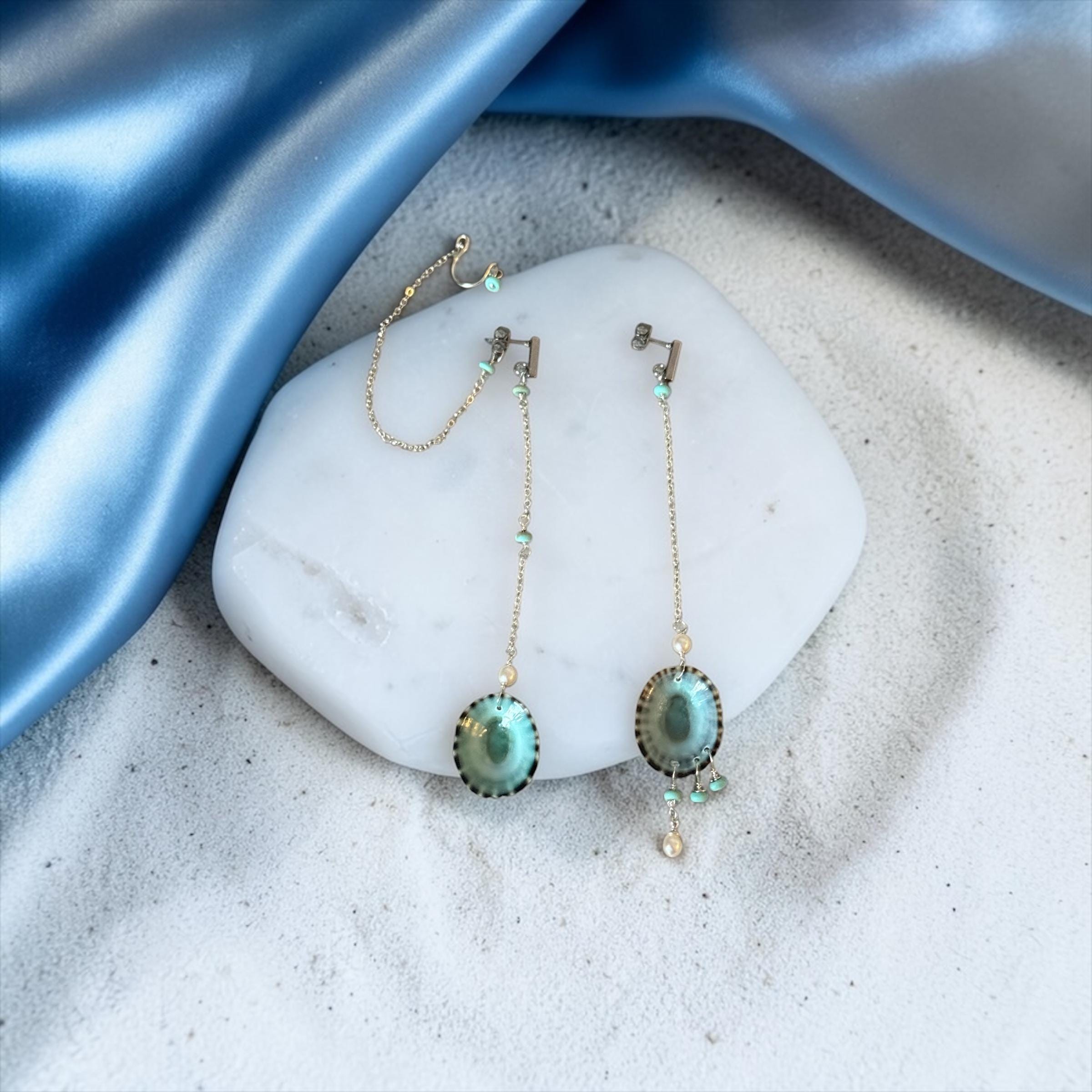 Seafoam Siren Asymmetry Earrings