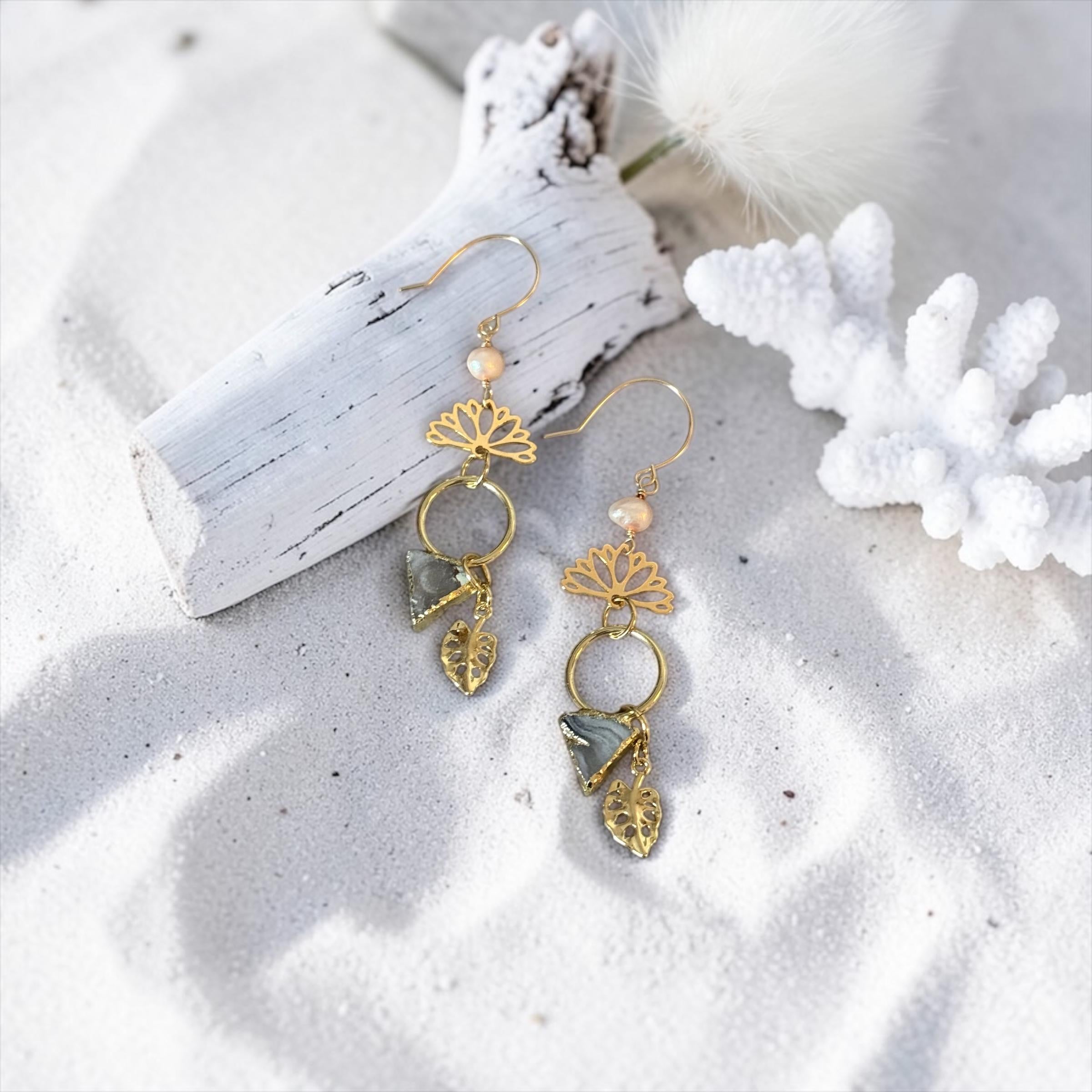 Golden Bloom Quartz Drop Earrings