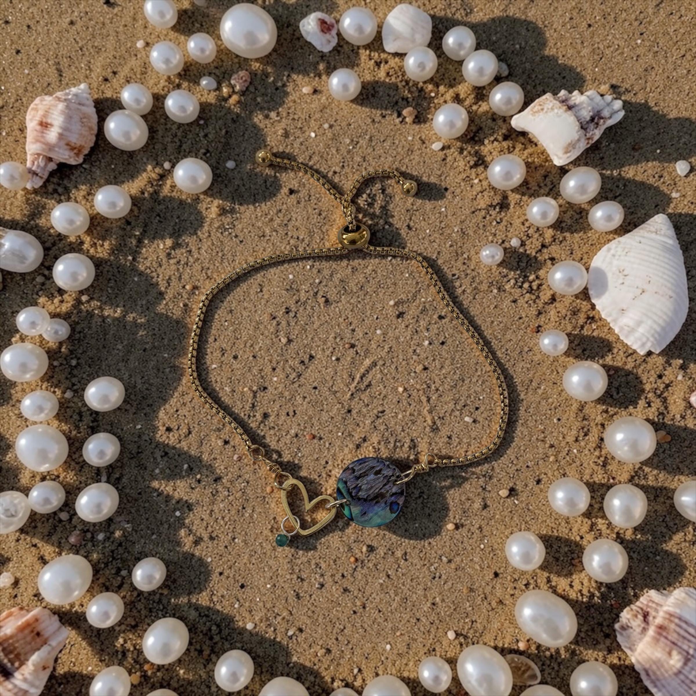 Ocean Reverie Heart Slider Bolo Bracelet — Abalone Muse