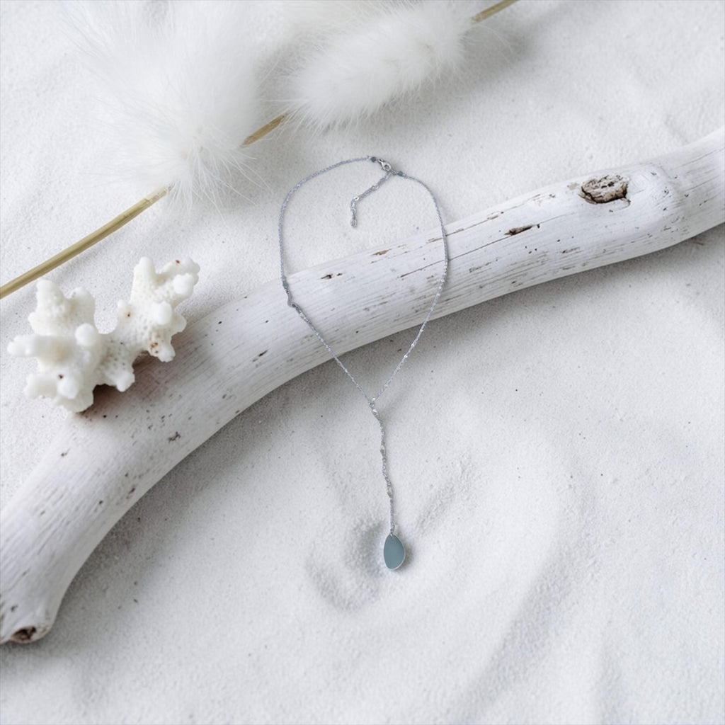 Seafoam Aquamarine Sea Glass Necklace