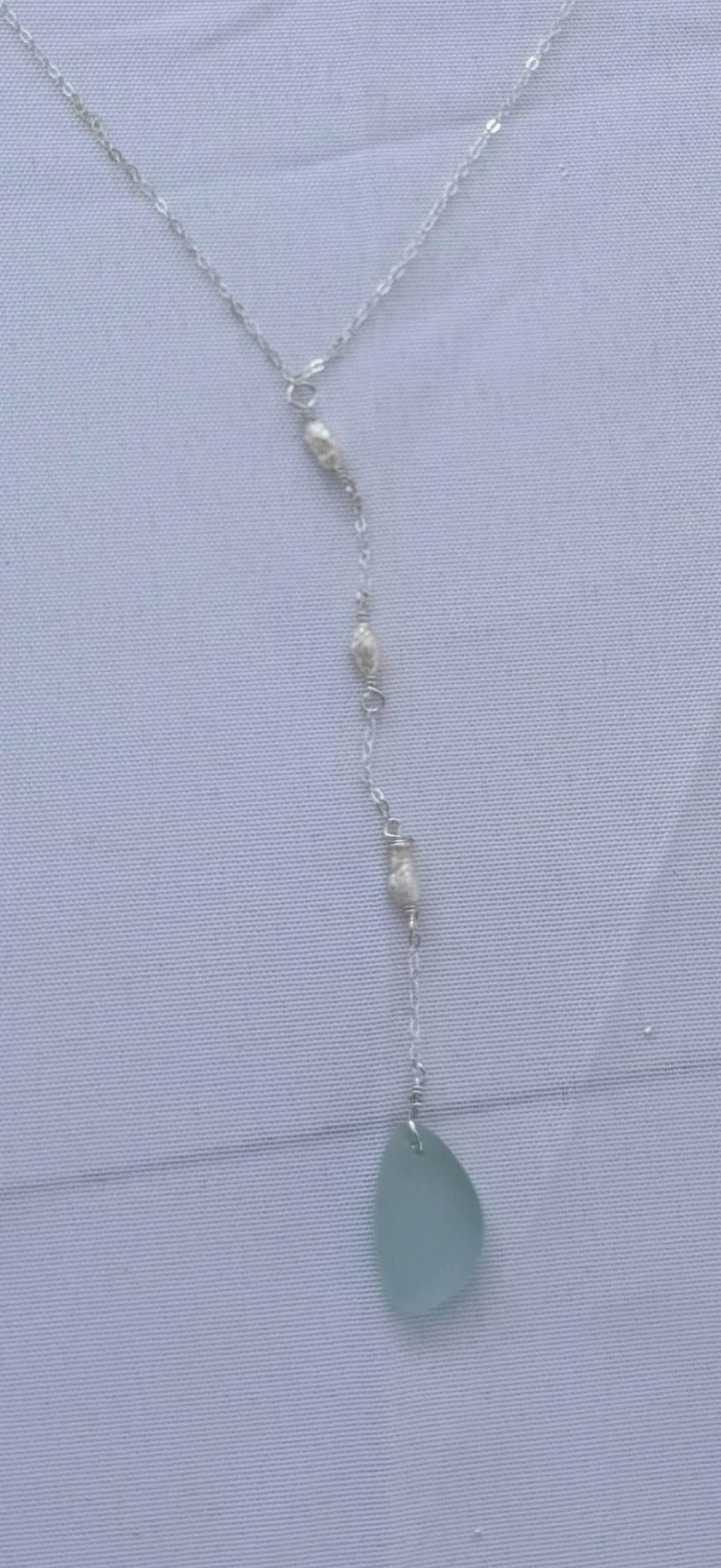 Seafoam Aquamarine Sea Glass Necklace