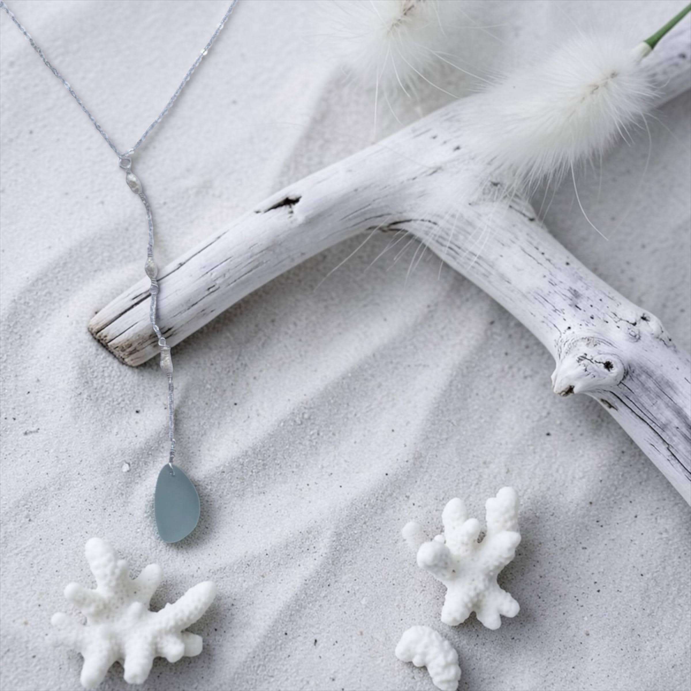 Seafoam Aquamarine Sea Glass Necklace