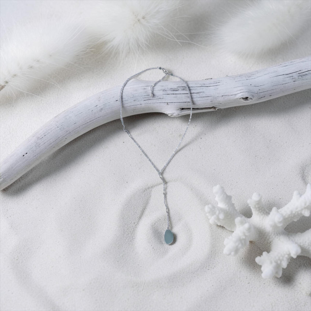 Seafoam Aquamarine Sea Glass Necklace