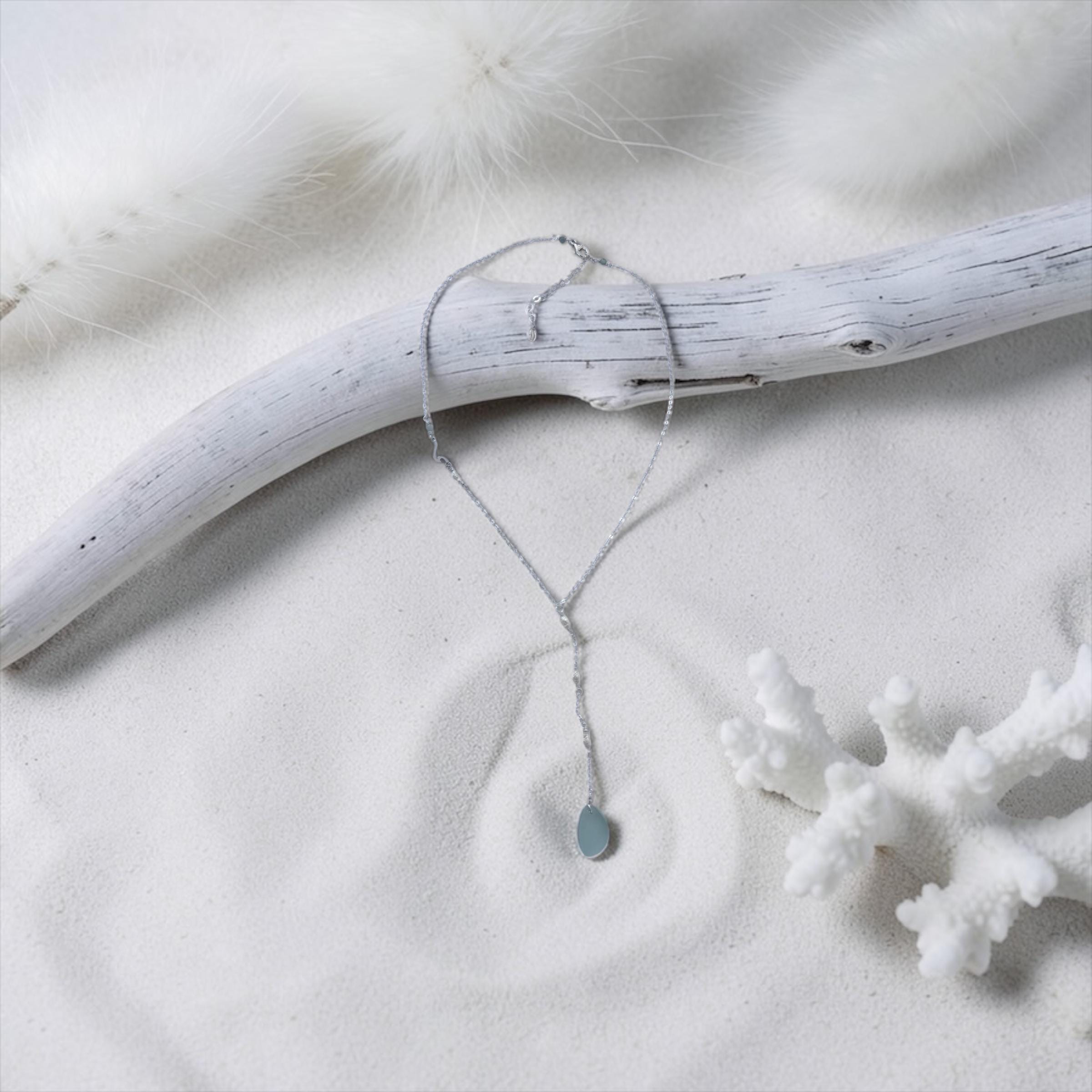 Seafoam Aquamarine Sea Glass Necklace