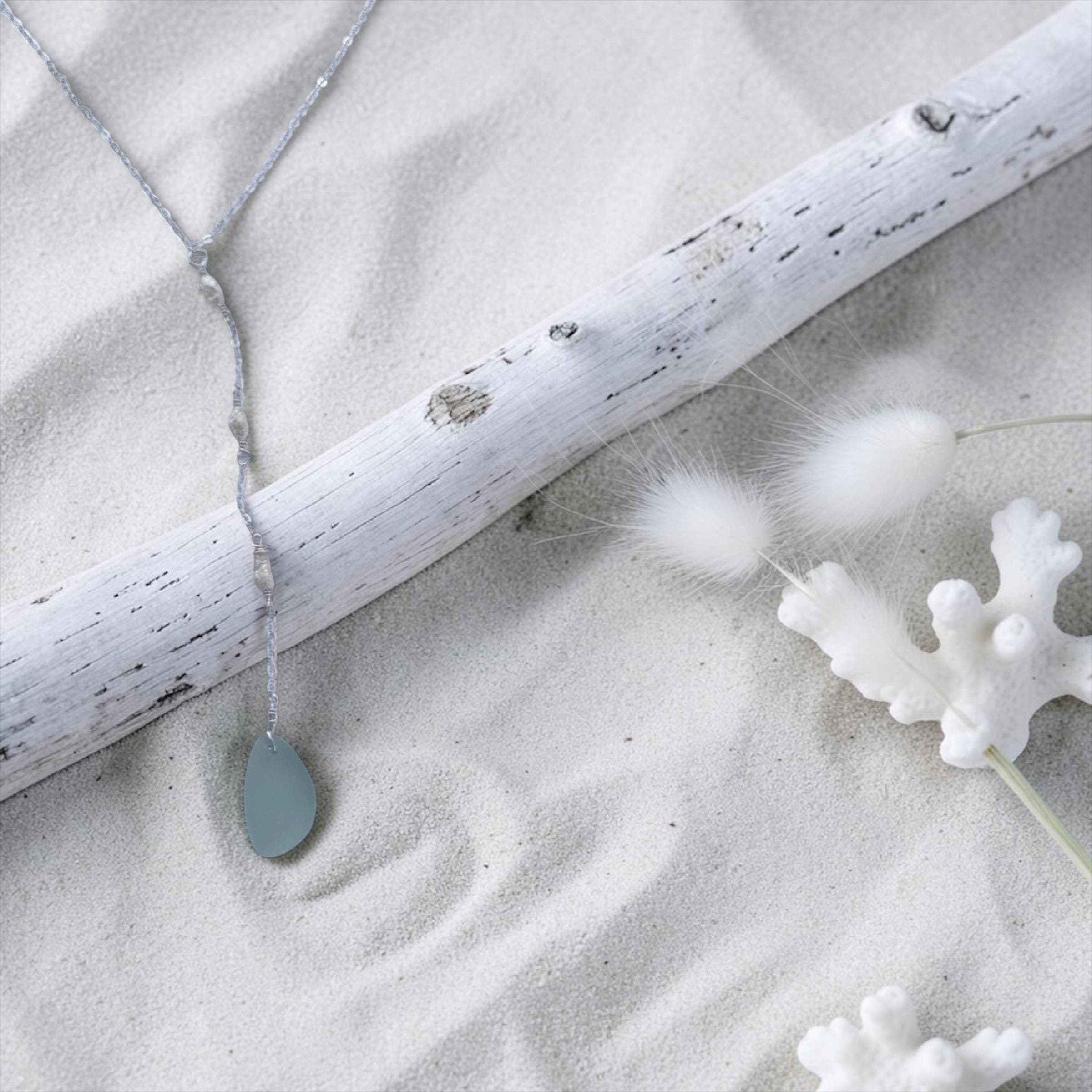 Seafoam Aquamarine Sea Glass Necklace