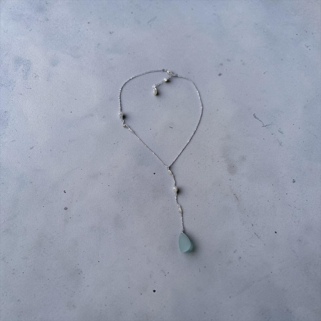 Seafoam Aquamarine Sea Glass Necklace