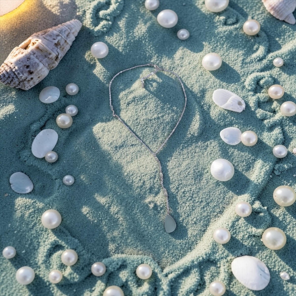 Seafoam Aquamarine Sea Glass Necklace
