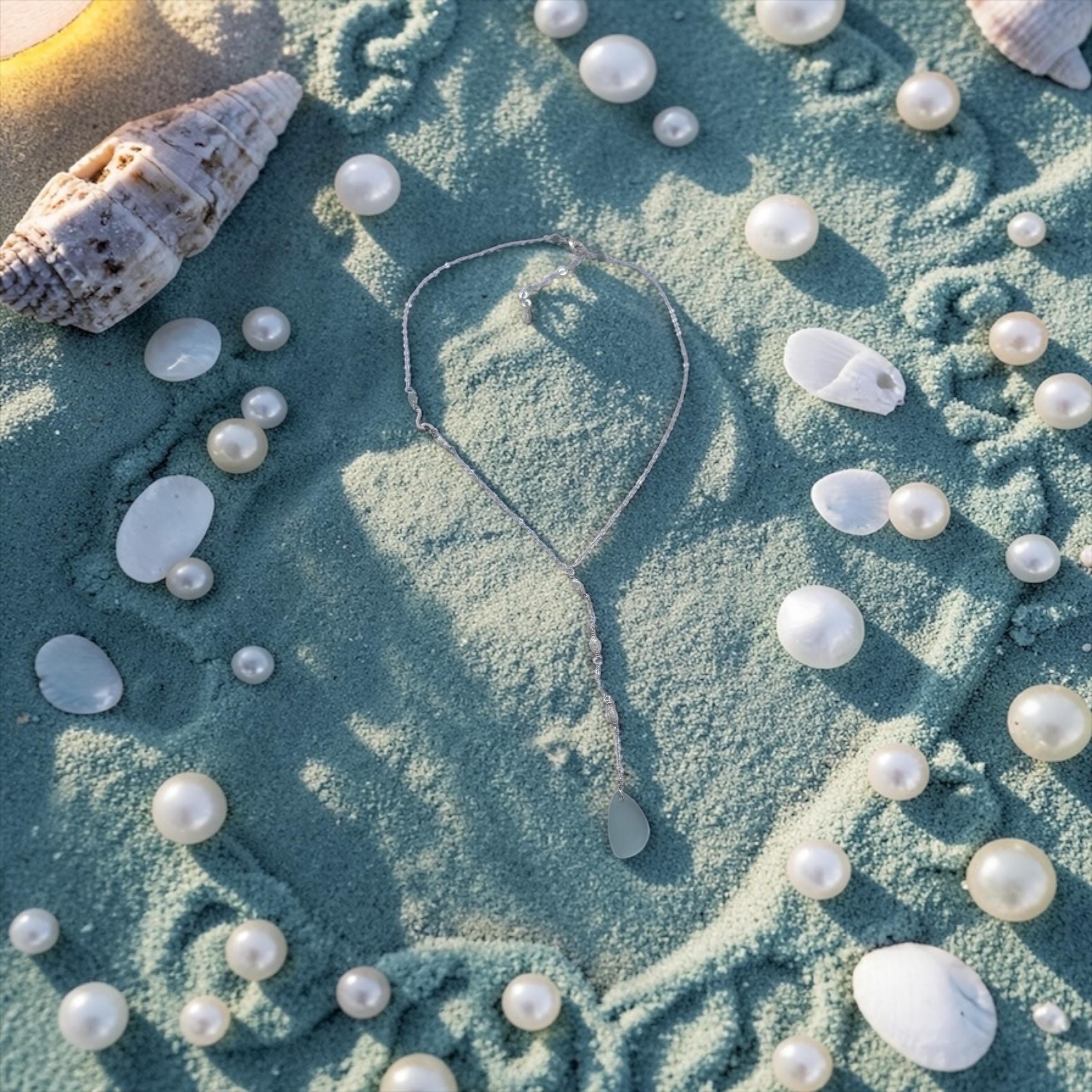 Seafoam Aquamarine Sea Glass Necklace