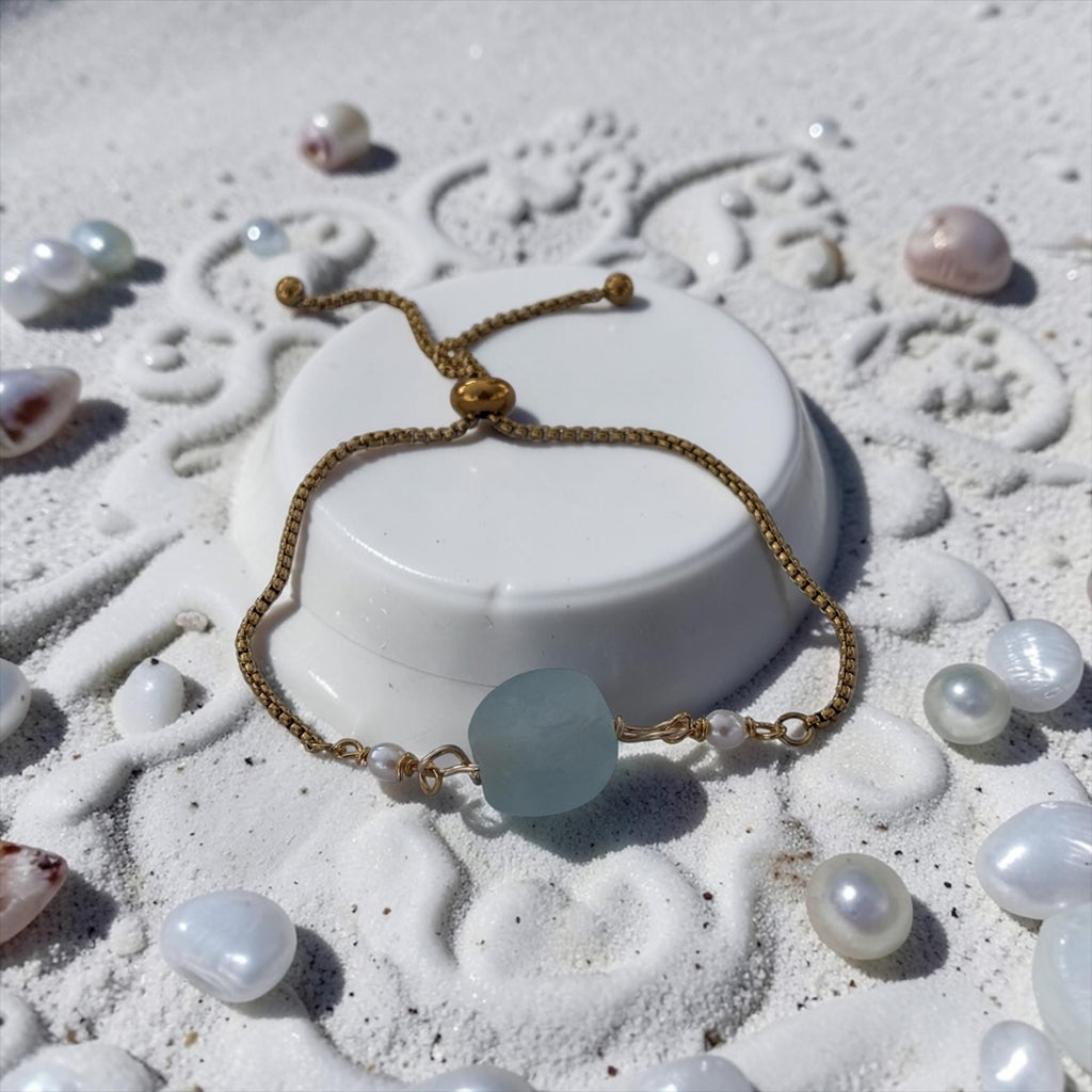 Seafoam Drift Slider Bolo Bracelet — Coastal Muse Collection
