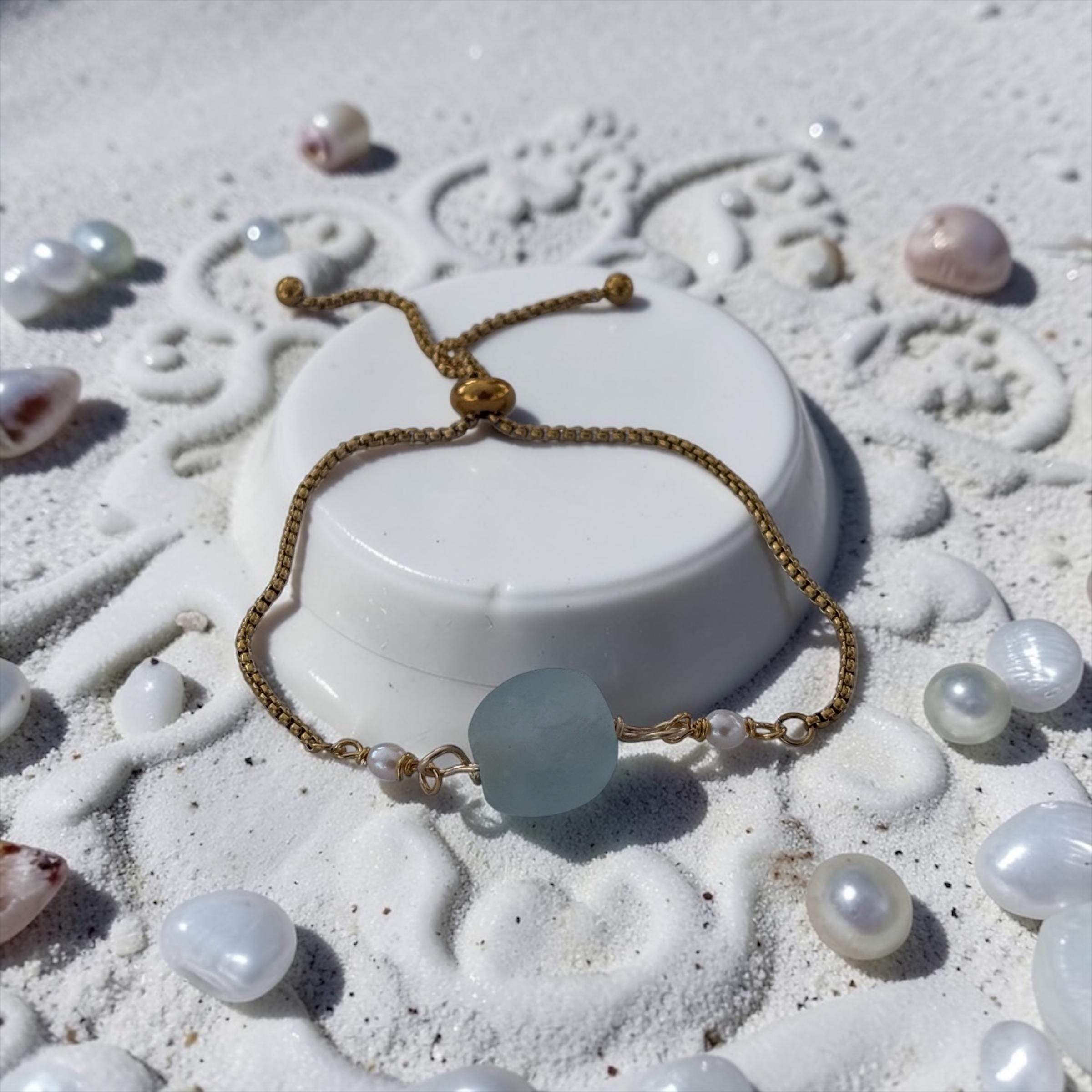 Seafoam Drift Slider Bolo Bracelet — Coastal Muse Collection