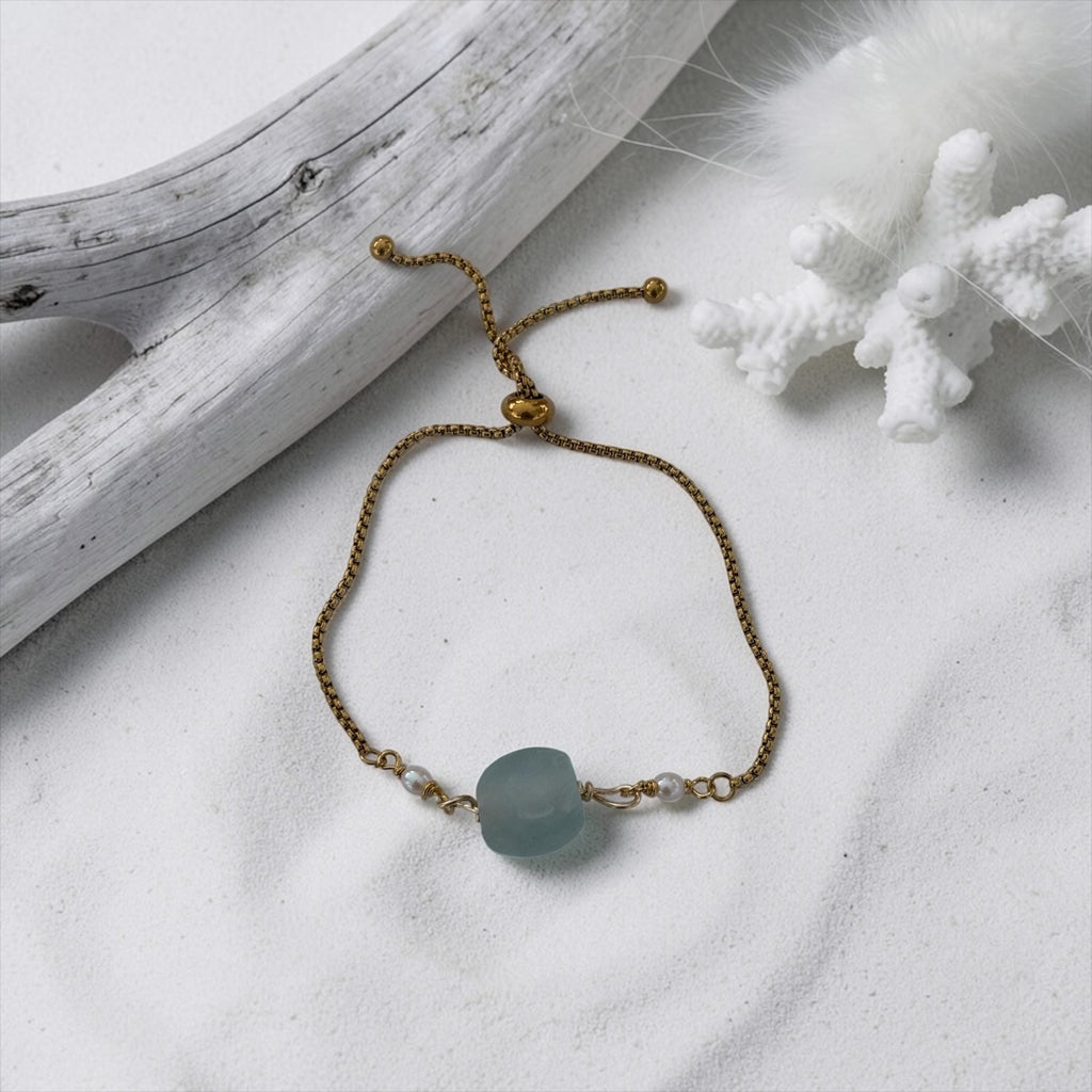 Seafoam Drift Slider Bolo Bracelet — Coastal Muse Collection