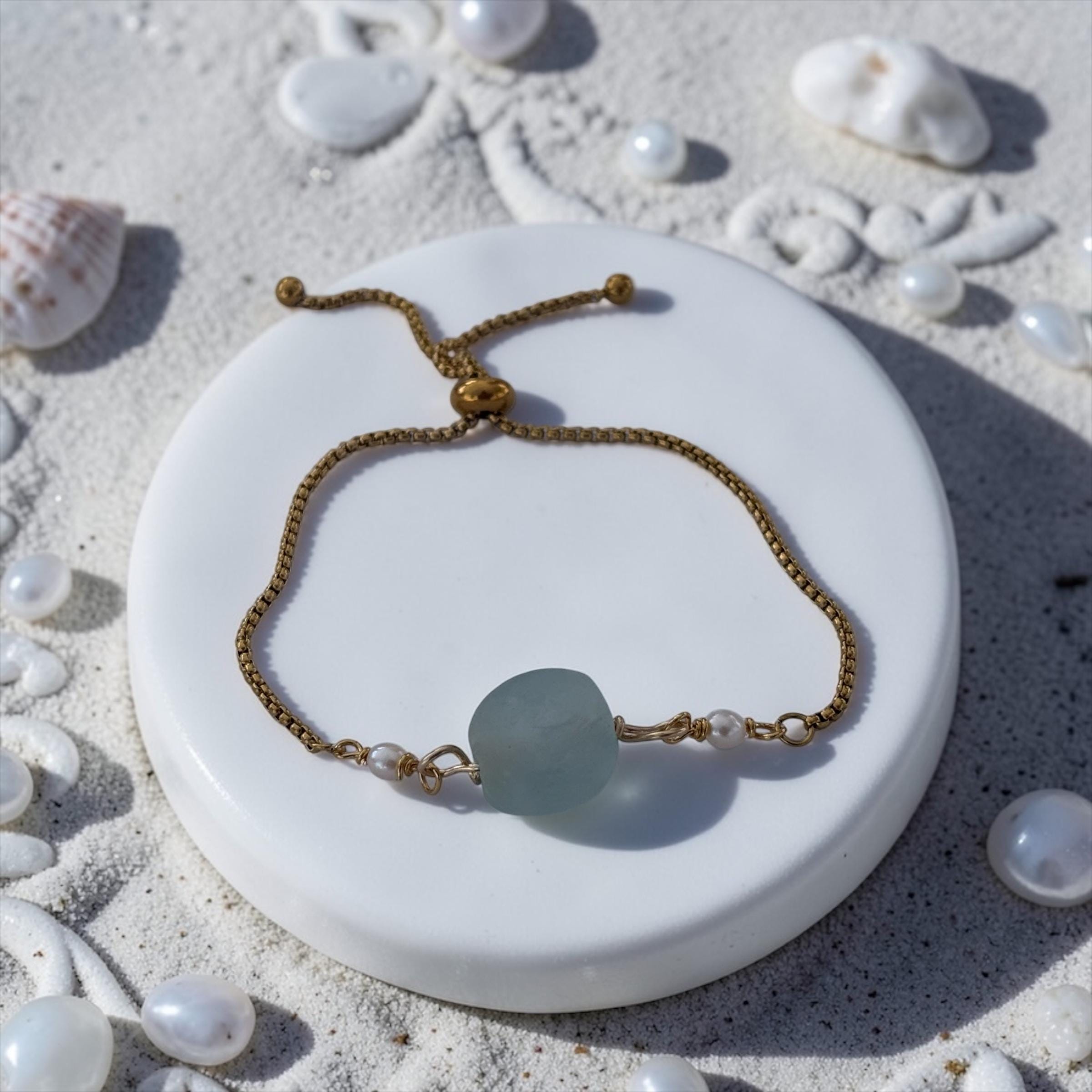 Seafoam Drift Slider Bolo Bracelet — Coastal Muse Collection