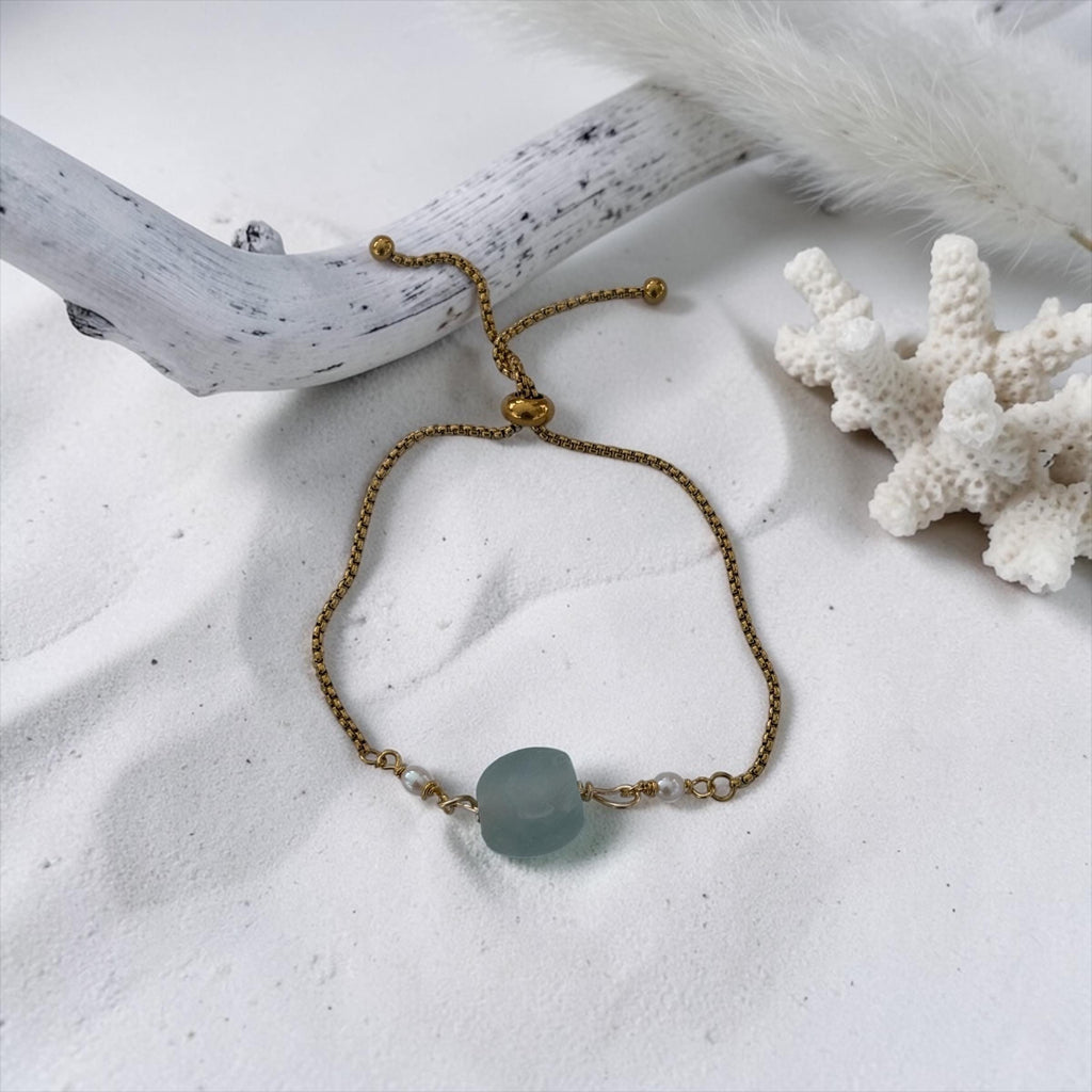 Seafoam Drift Slider Bolo Bracelet — Coastal Muse Collection