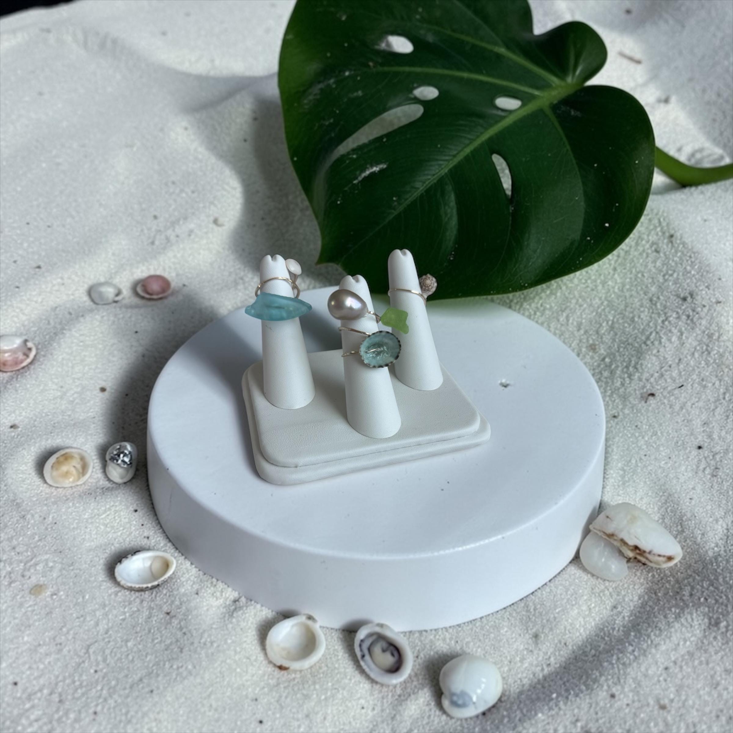 Neon Tide Spiral Sea Glass Wrap Ring