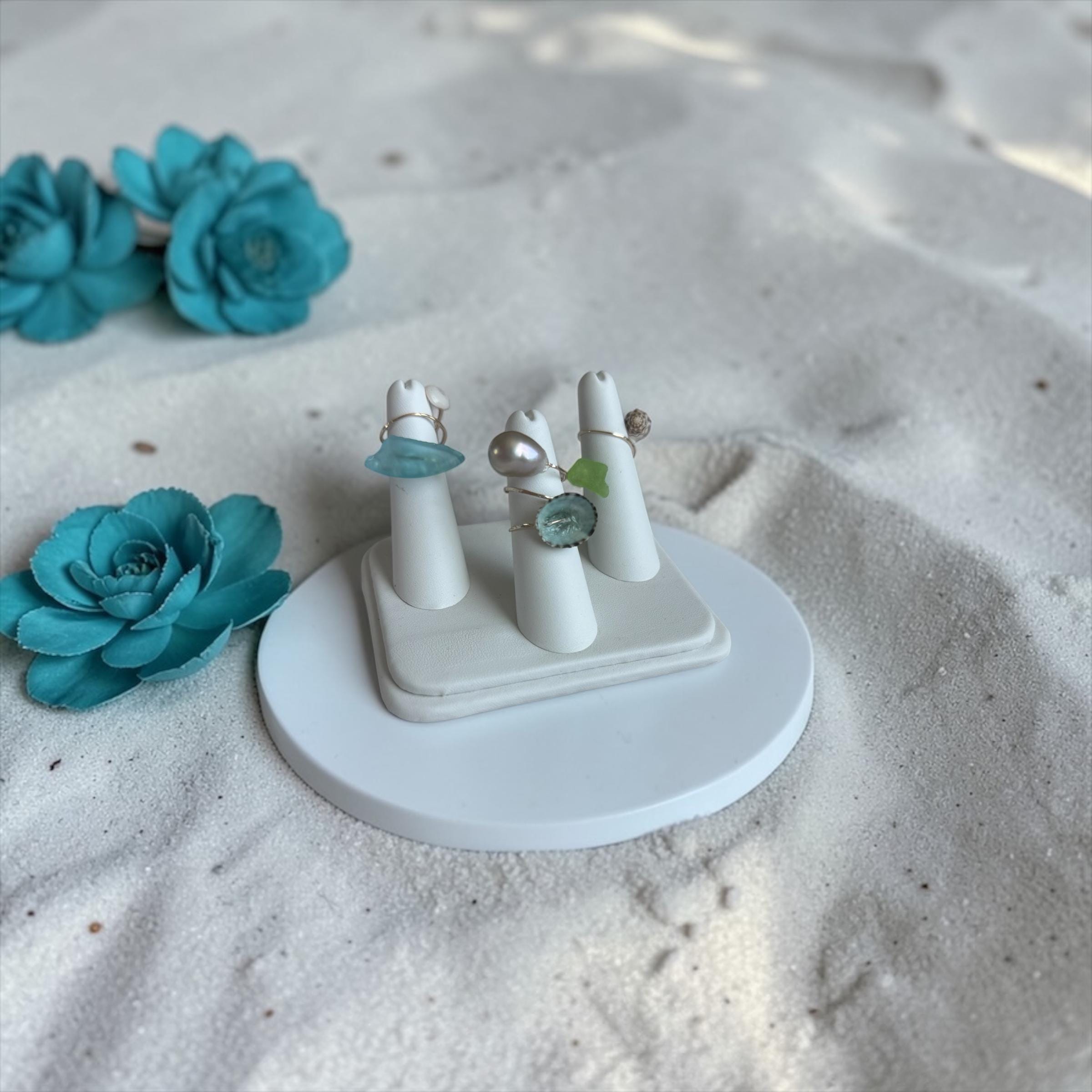 Neon Tide Spiral Sea Glass Wrap Ring