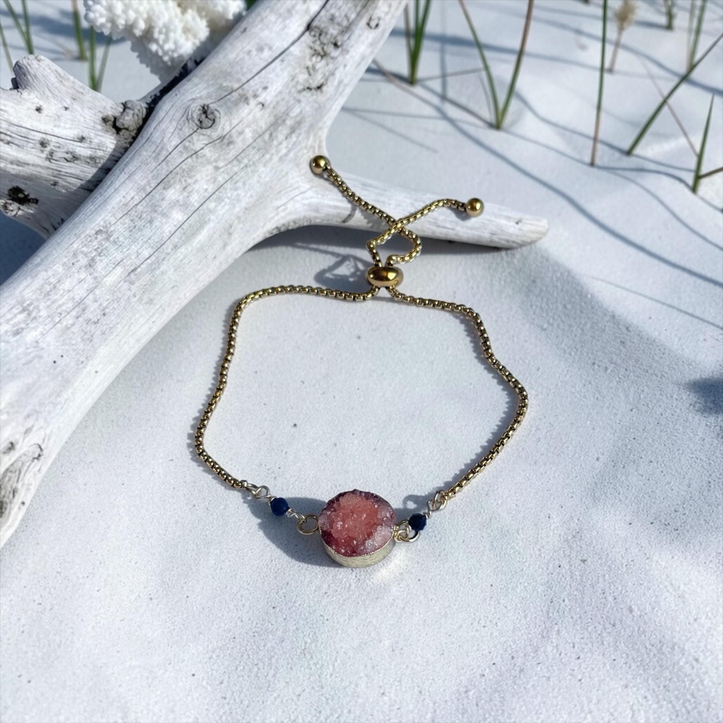Blush Ember Druzy Bolo Slider Bracelet