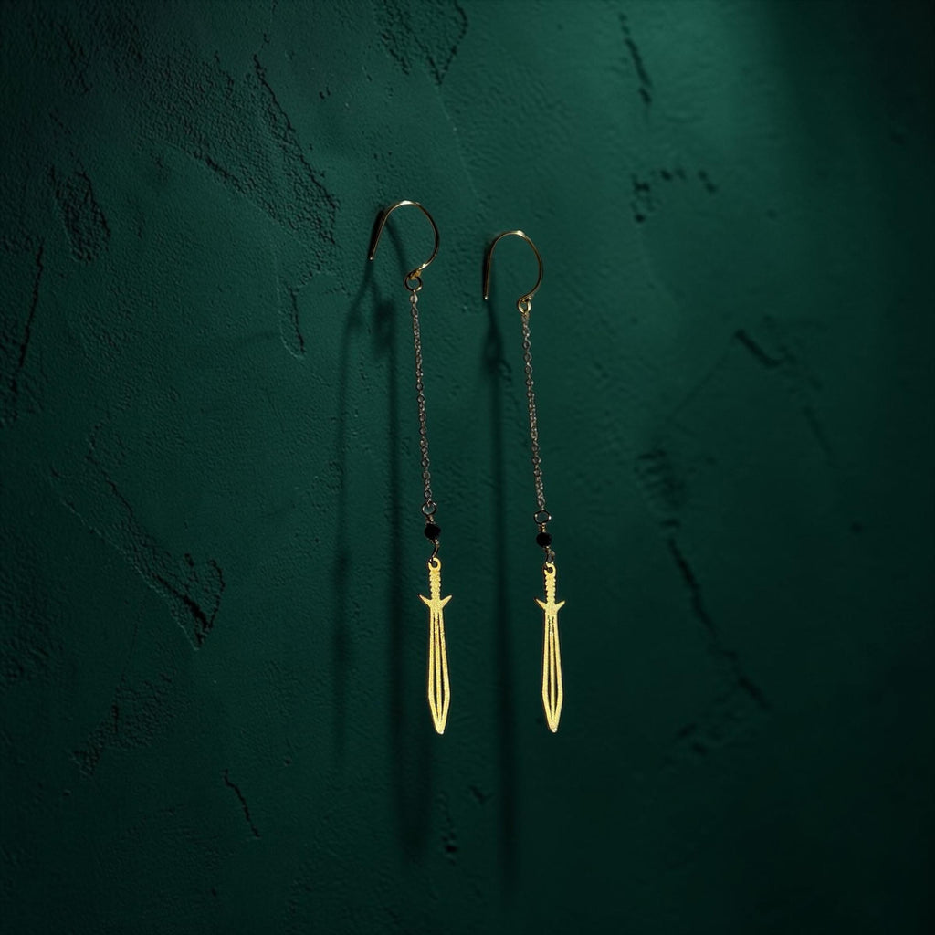 Midnight Blade Drop Earrings