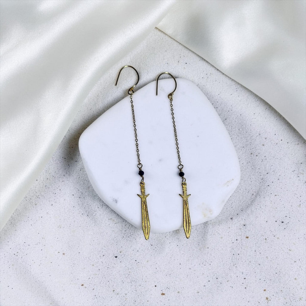 Midnight Blade Drop Earrings