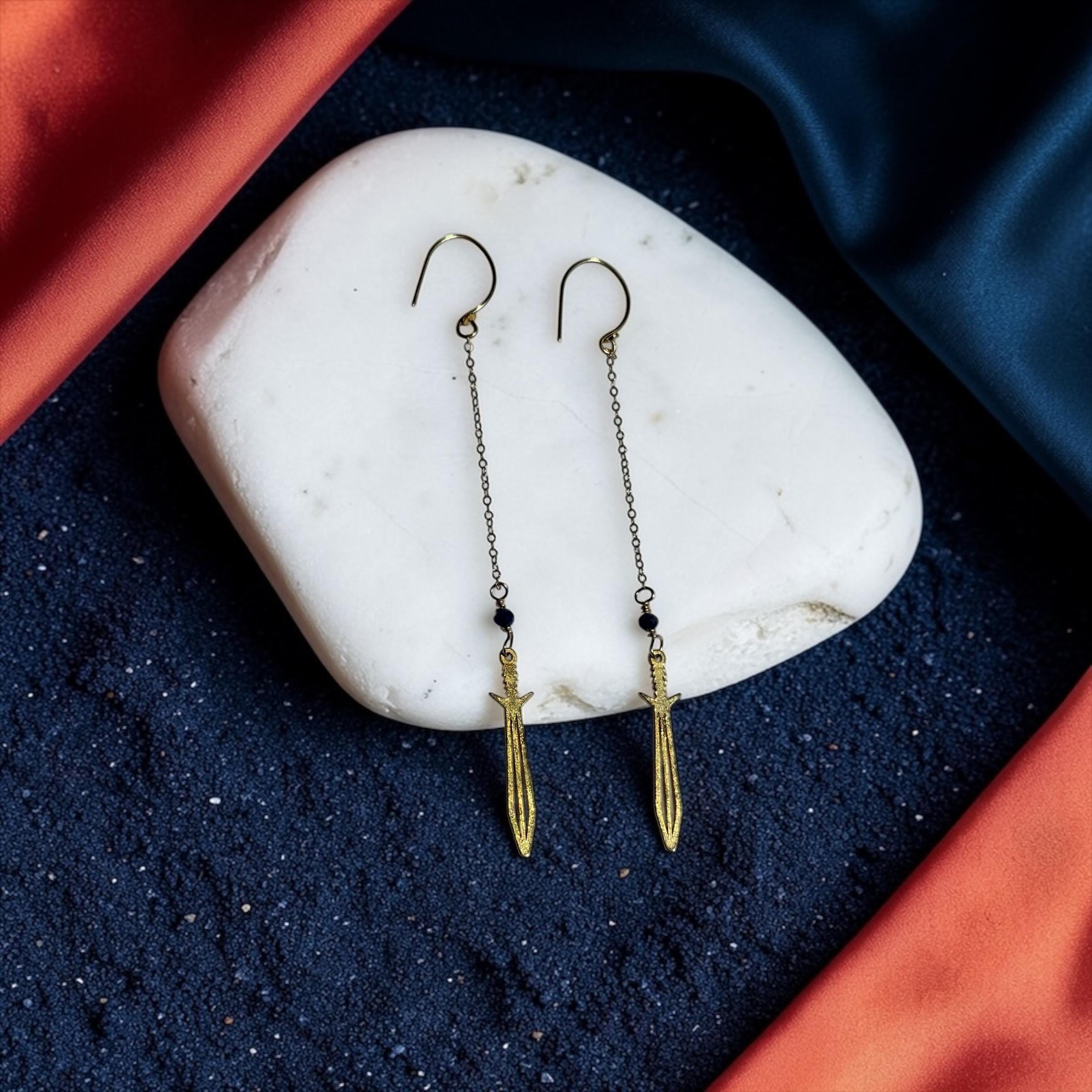 Midnight Blade Drop Earrings