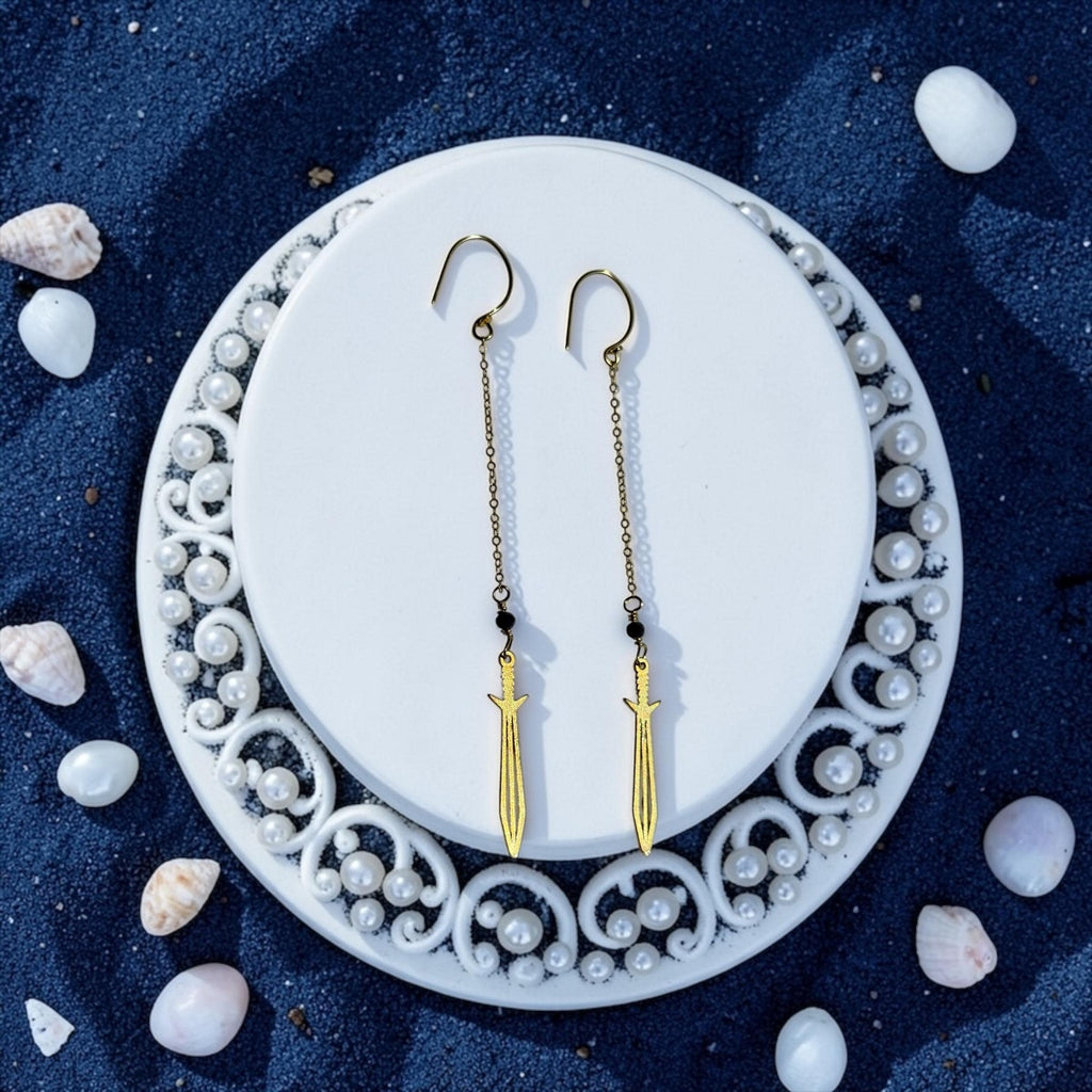 Midnight Blade Drop Earrings