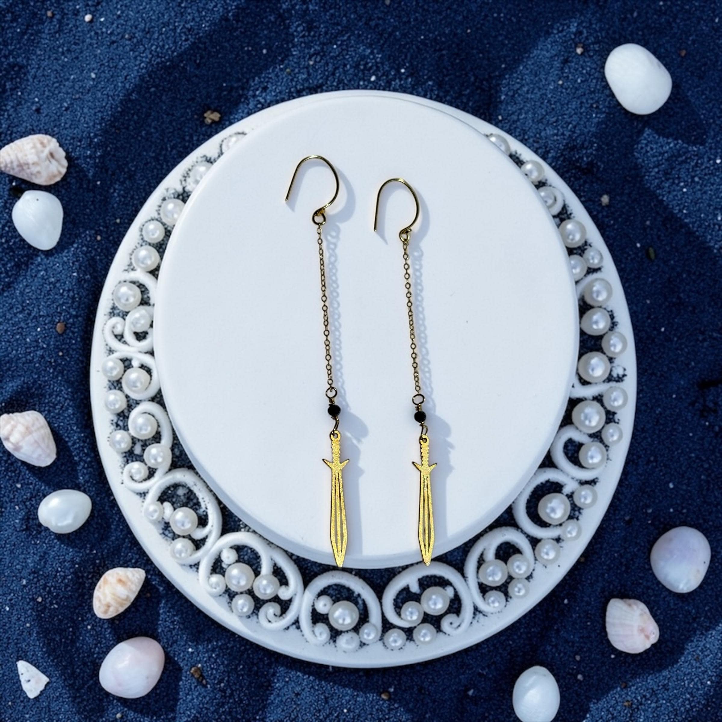 Midnight Blade Drop Earrings