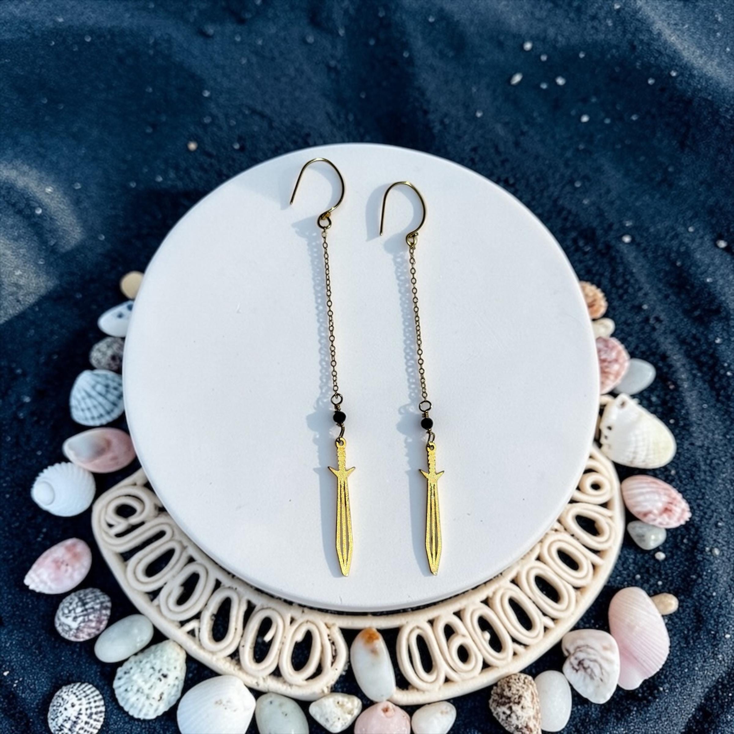 Midnight Blade Drop Earrings