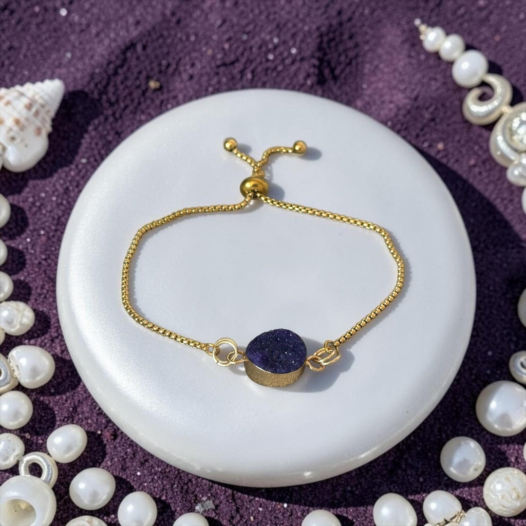 Midnight Halo Druzy Bolo Slider Bracelet