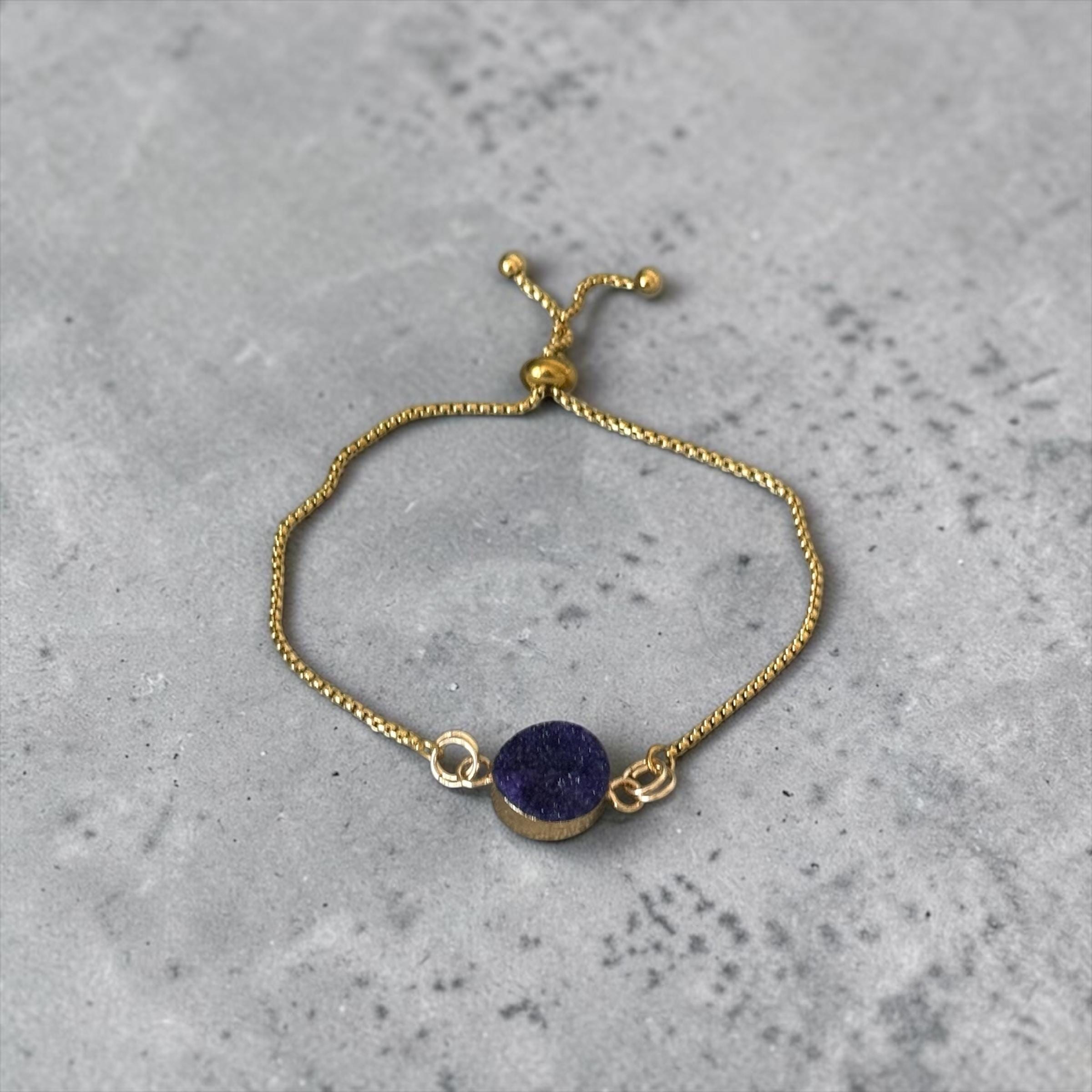 Midnight Halo Druzy Bolo Slider Bracelet