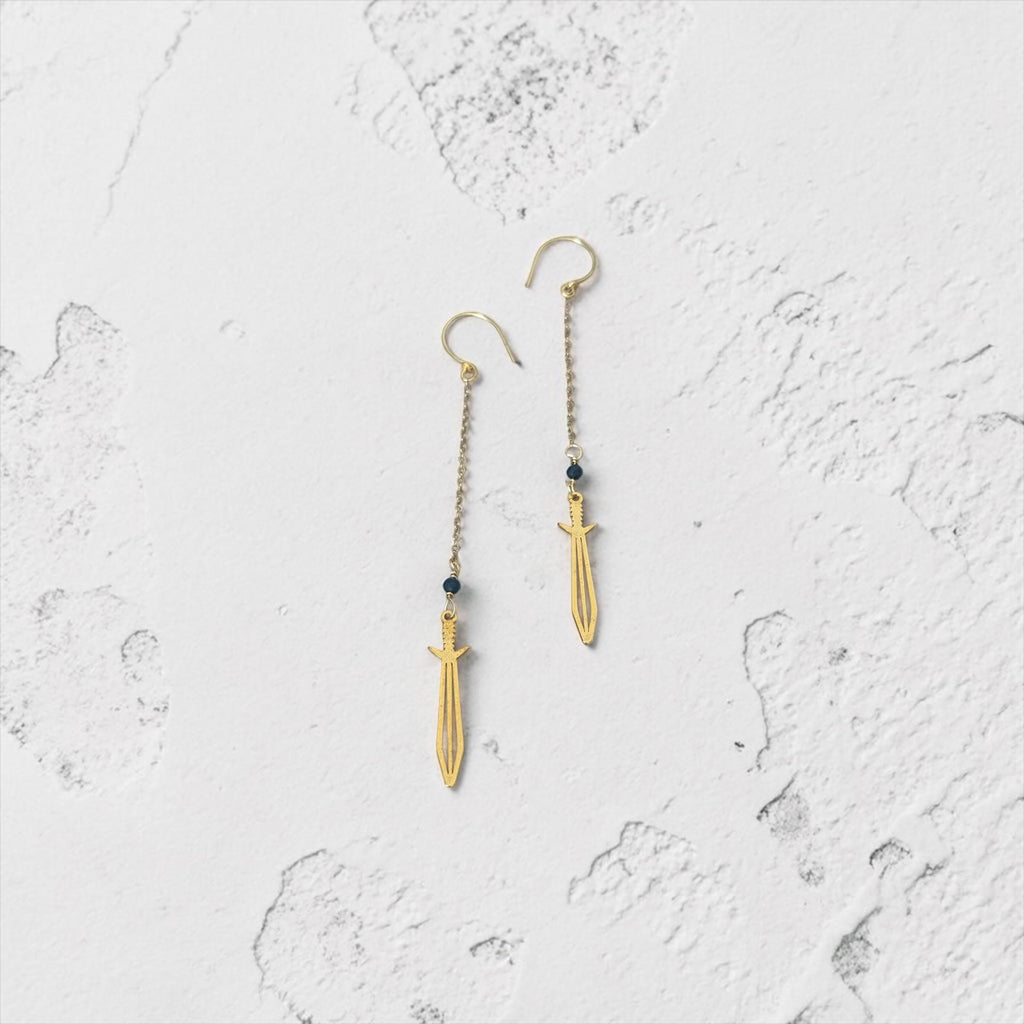 Midnight Blade Drop Earrings