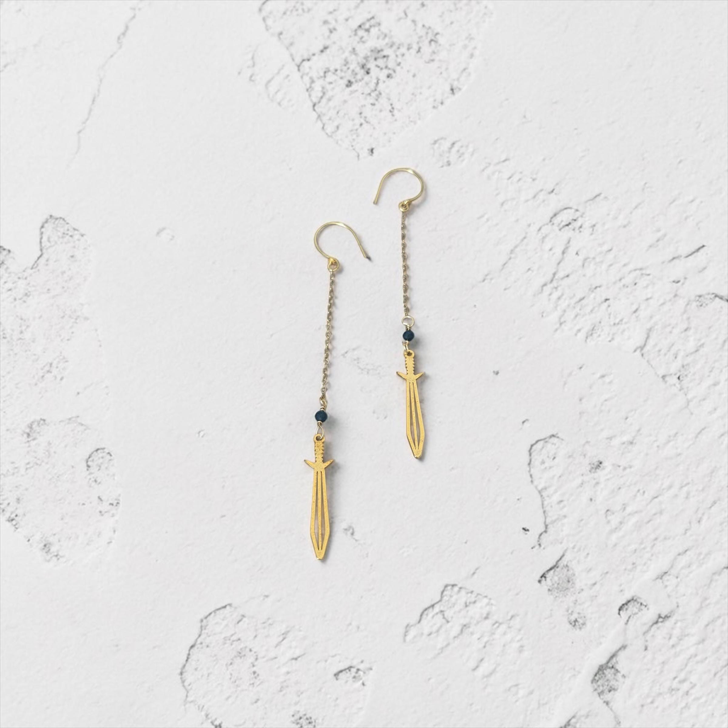Midnight Blade Drop Earrings