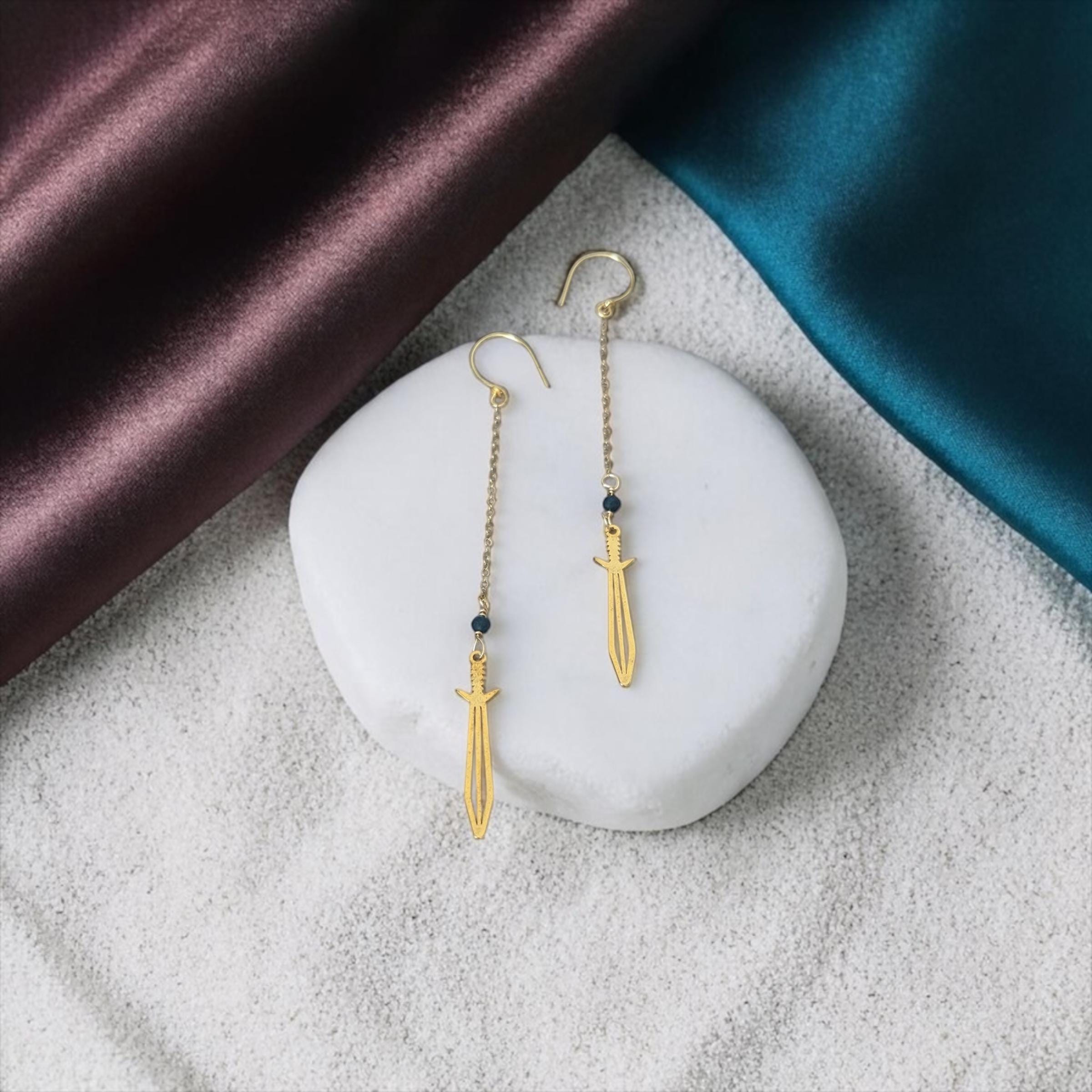 Midnight Blade Drop Earrings