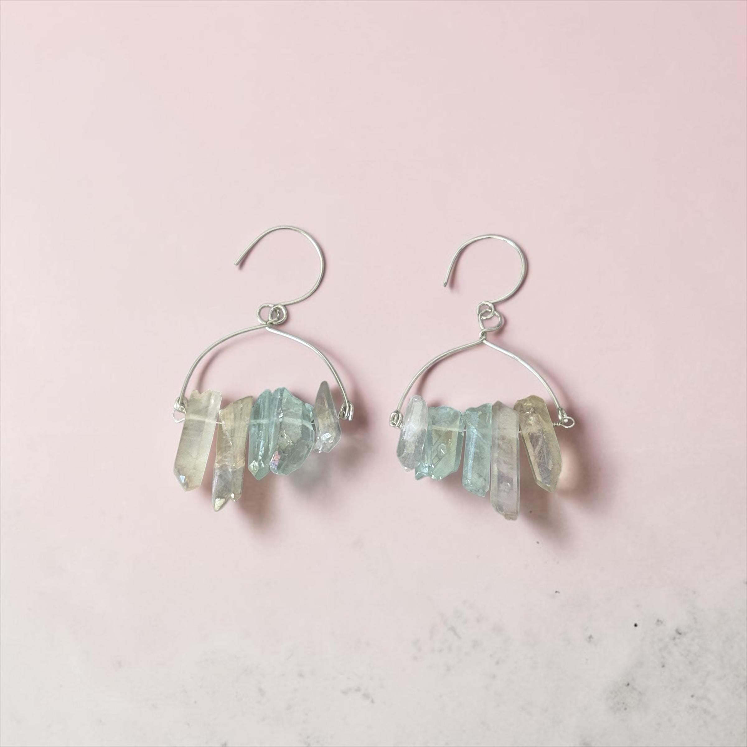 Moonmilk Prism Quartz Earrings