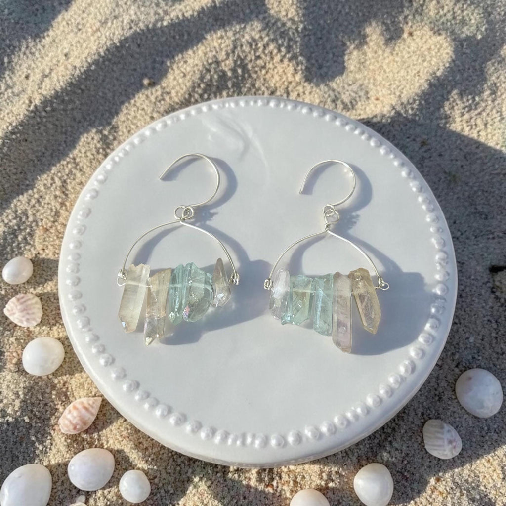 Moonmilk Prism Quartz Earrings
