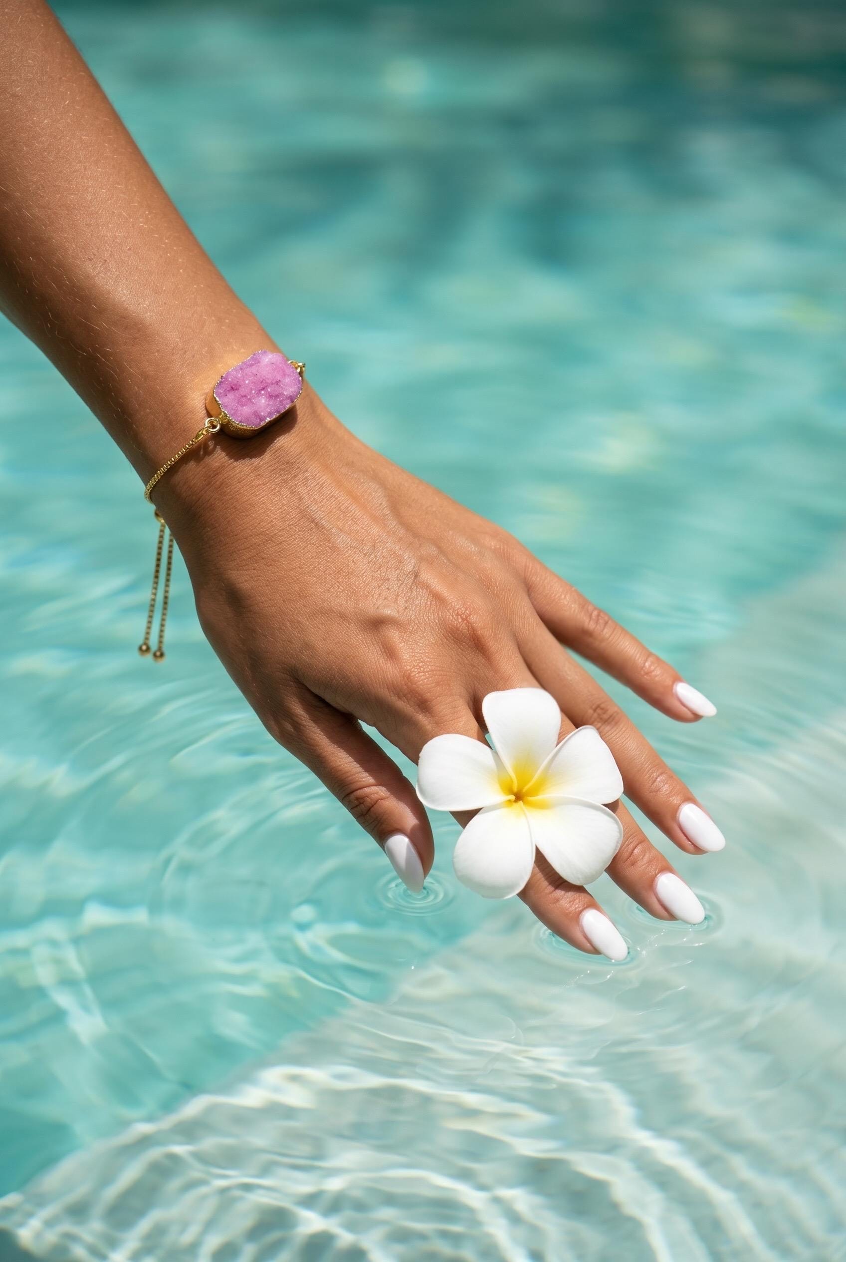 Blush Voltage — Pink Druzy Quartz Adjustable Bolo Bracelet