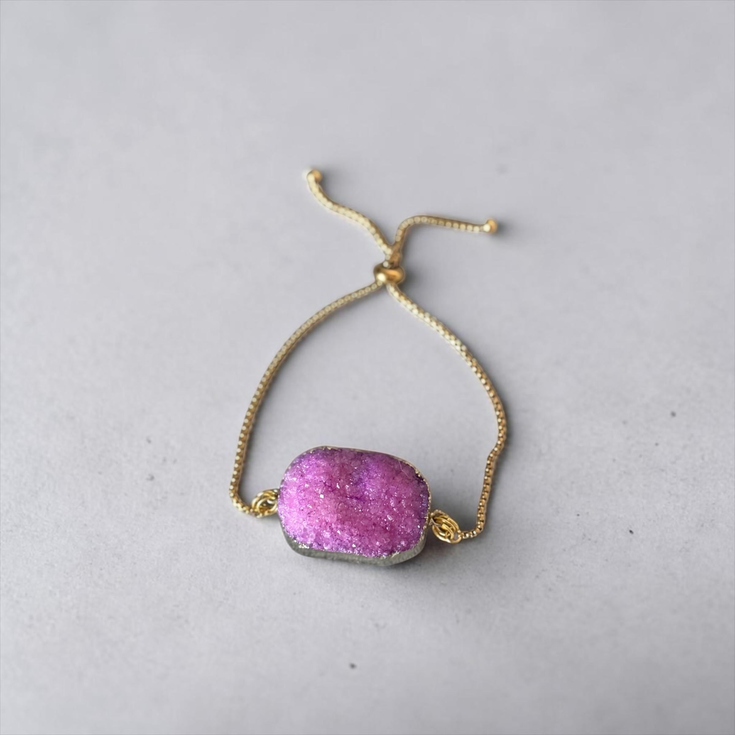 Blush Voltage — Pink Druzy Quartz Adjustable Bolo Bracelet