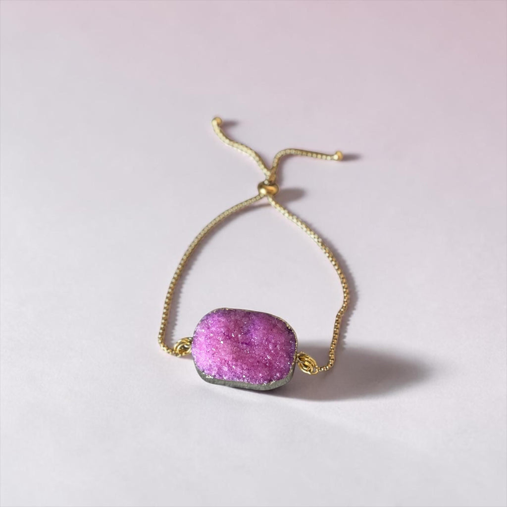 Blush Voltage — Pink Druzy Quartz Adjustable Bolo Bracelet