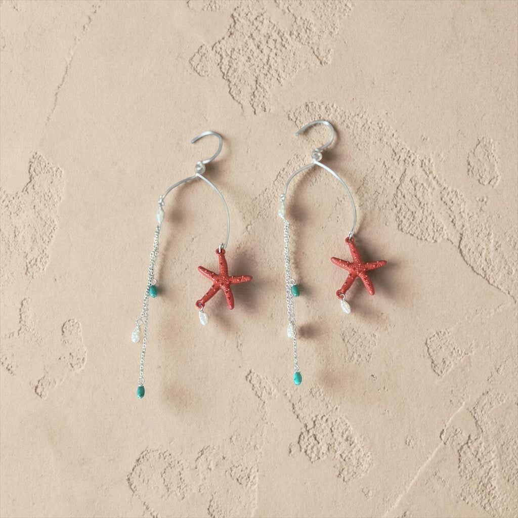 Coral Starfall Drop Earrings