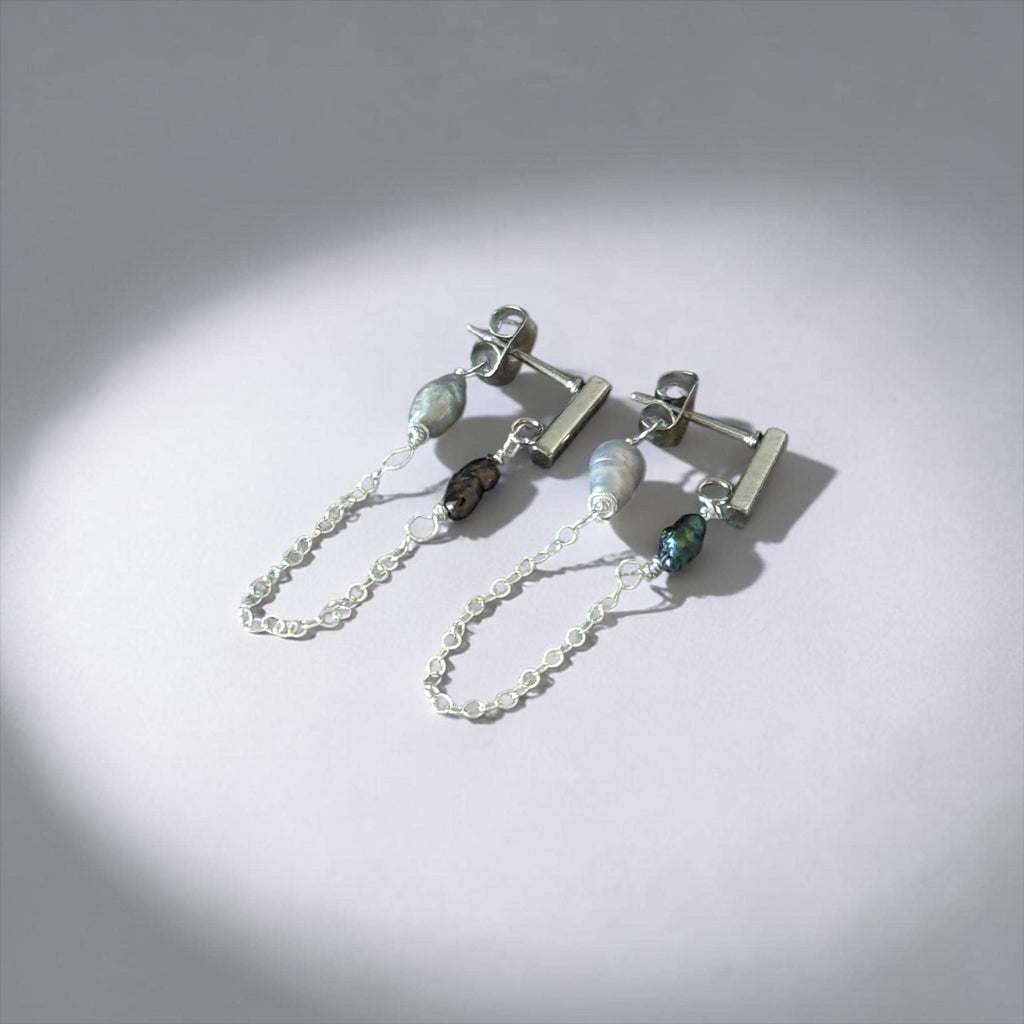 Silver Tide Link Earrings