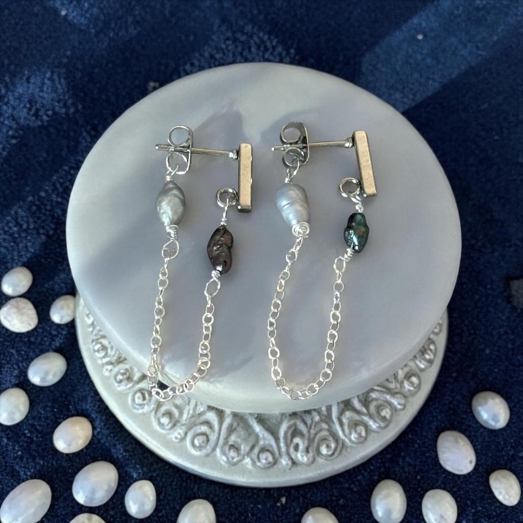 Silver Tide Link Earrings