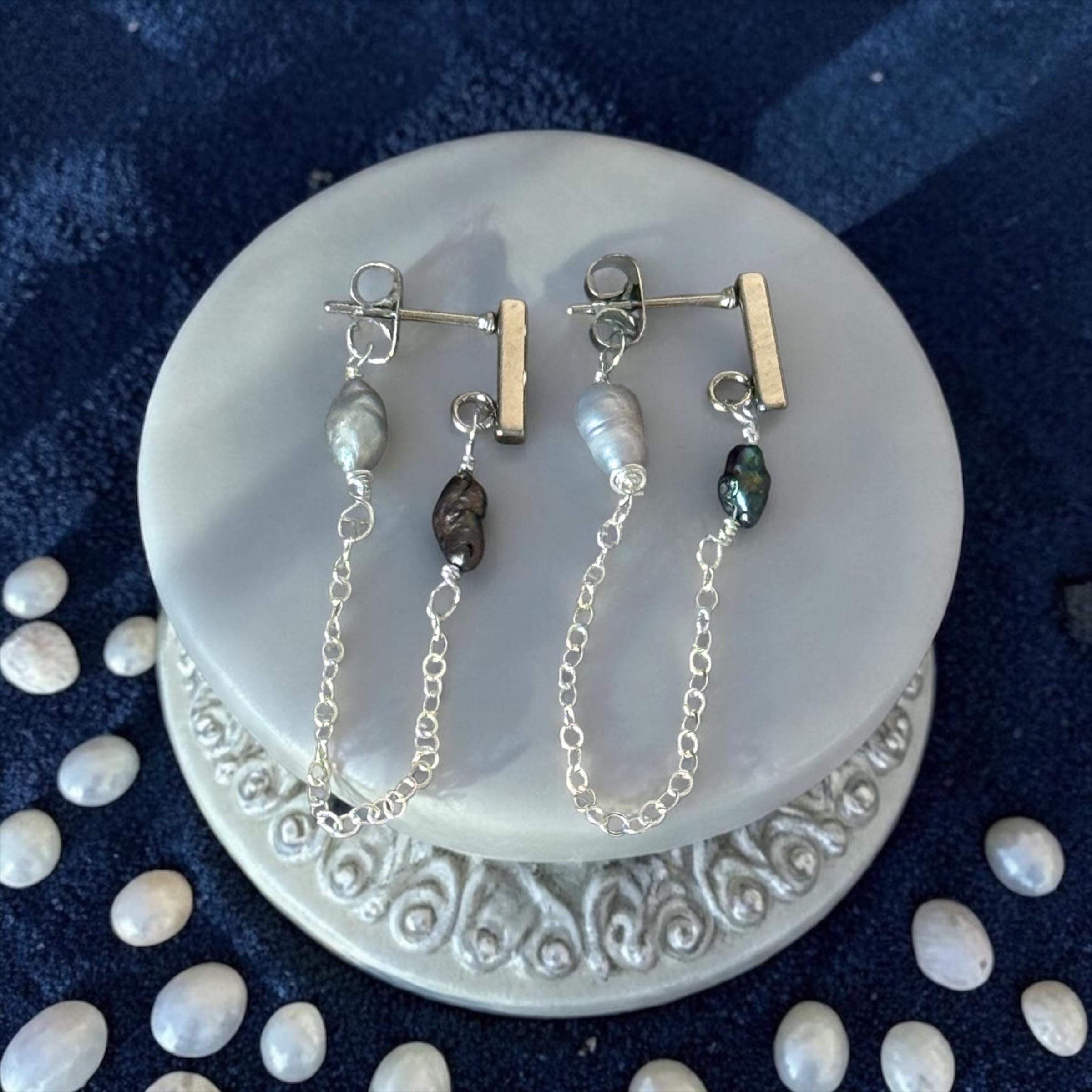 Silver Tide Link Earrings