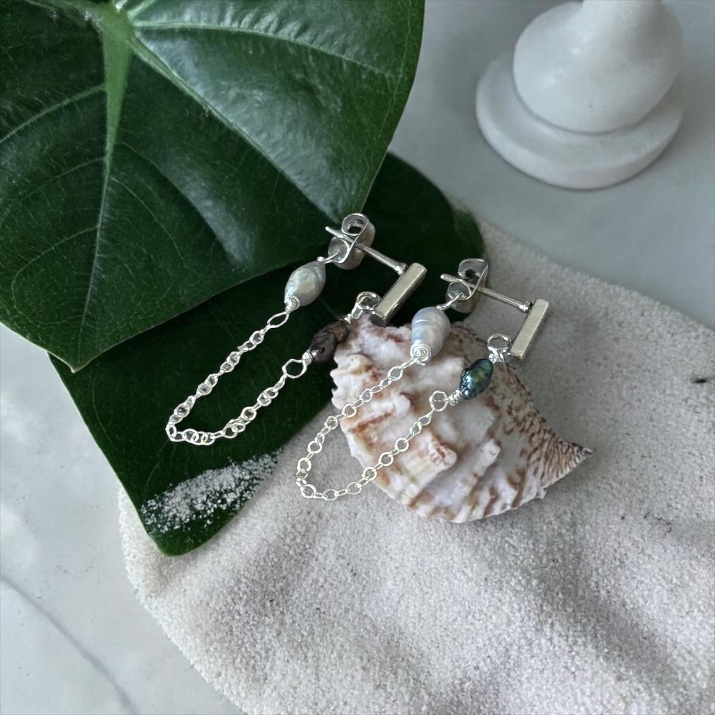 Silver Tide Link Earrings