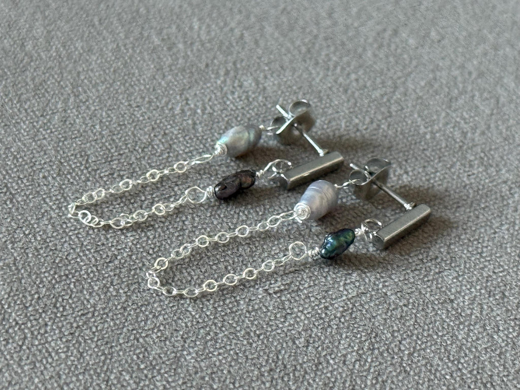 Silver Tide Link Earrings