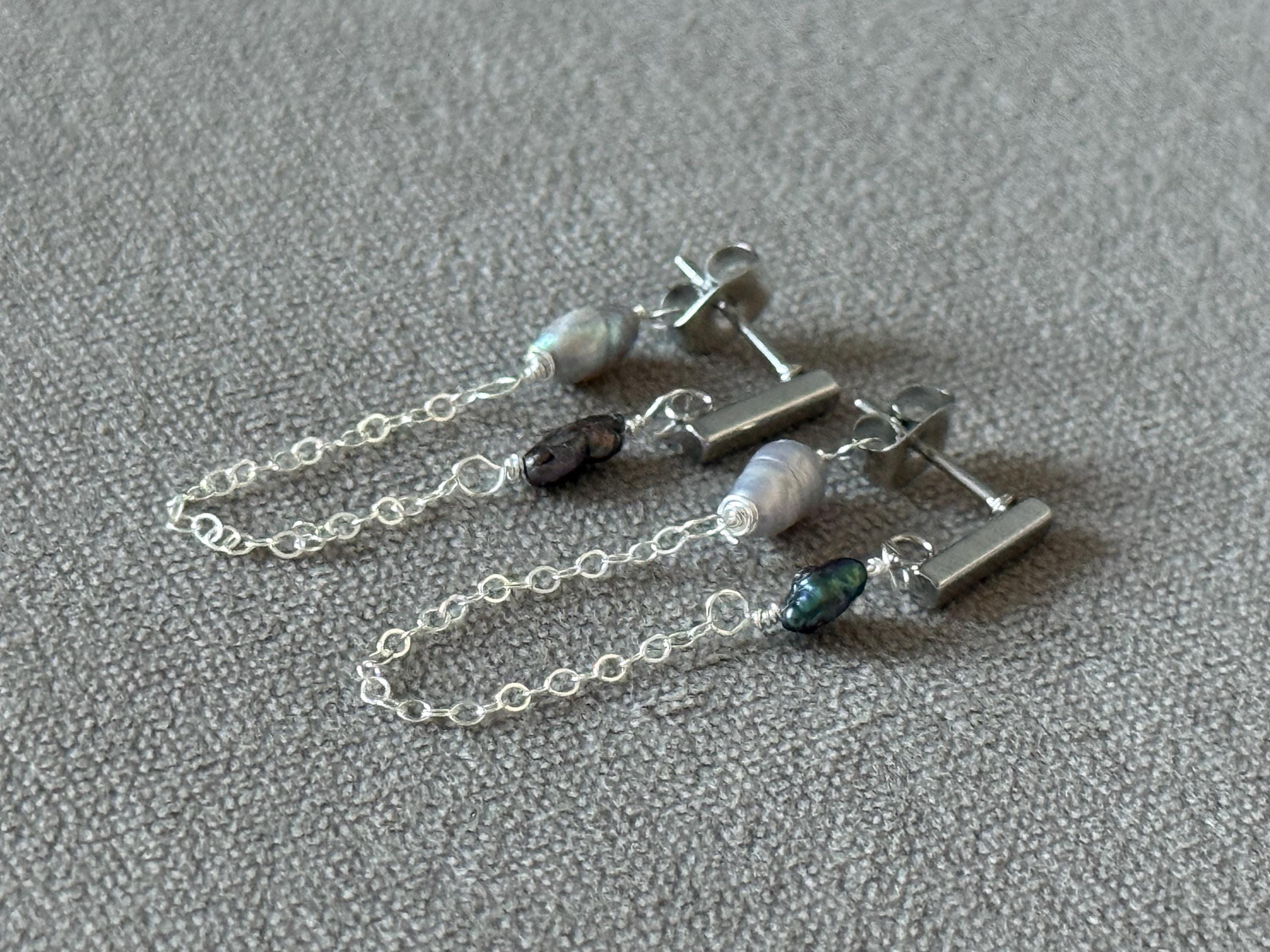 Silver Tide Link Earrings
