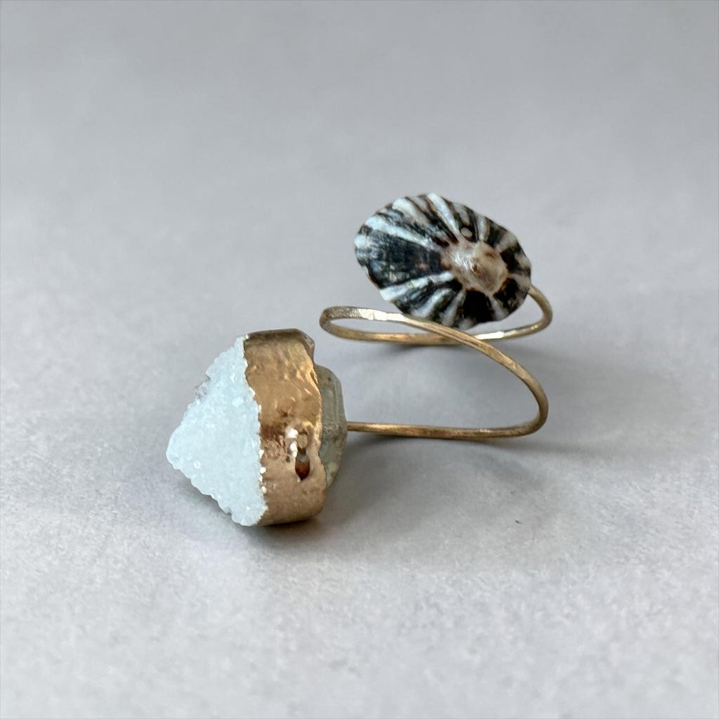Golden Tide Hammered Duality Ring