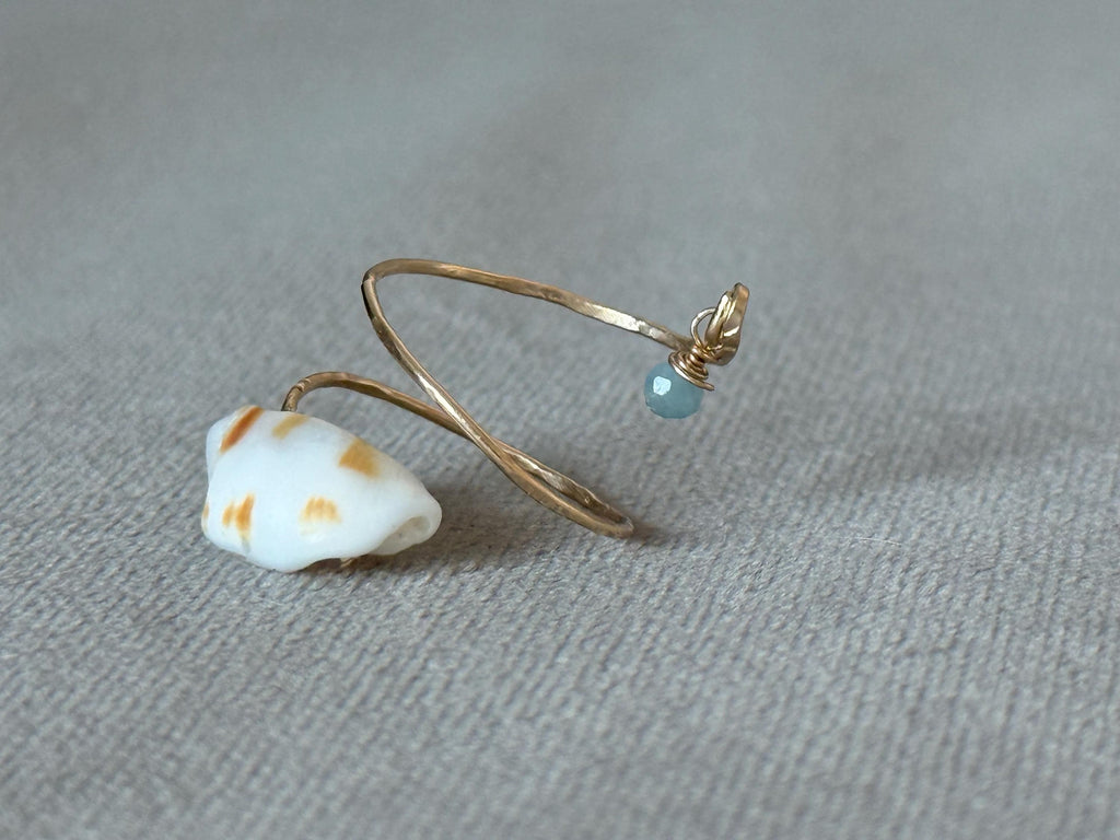 Azure Tide Hammered Wrap Ring