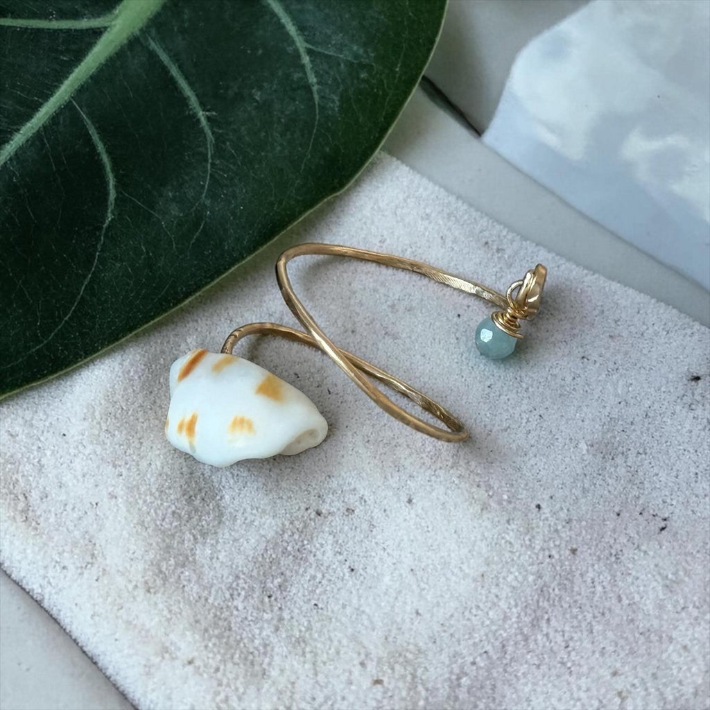 Azure Tide Hammered Wrap Ring