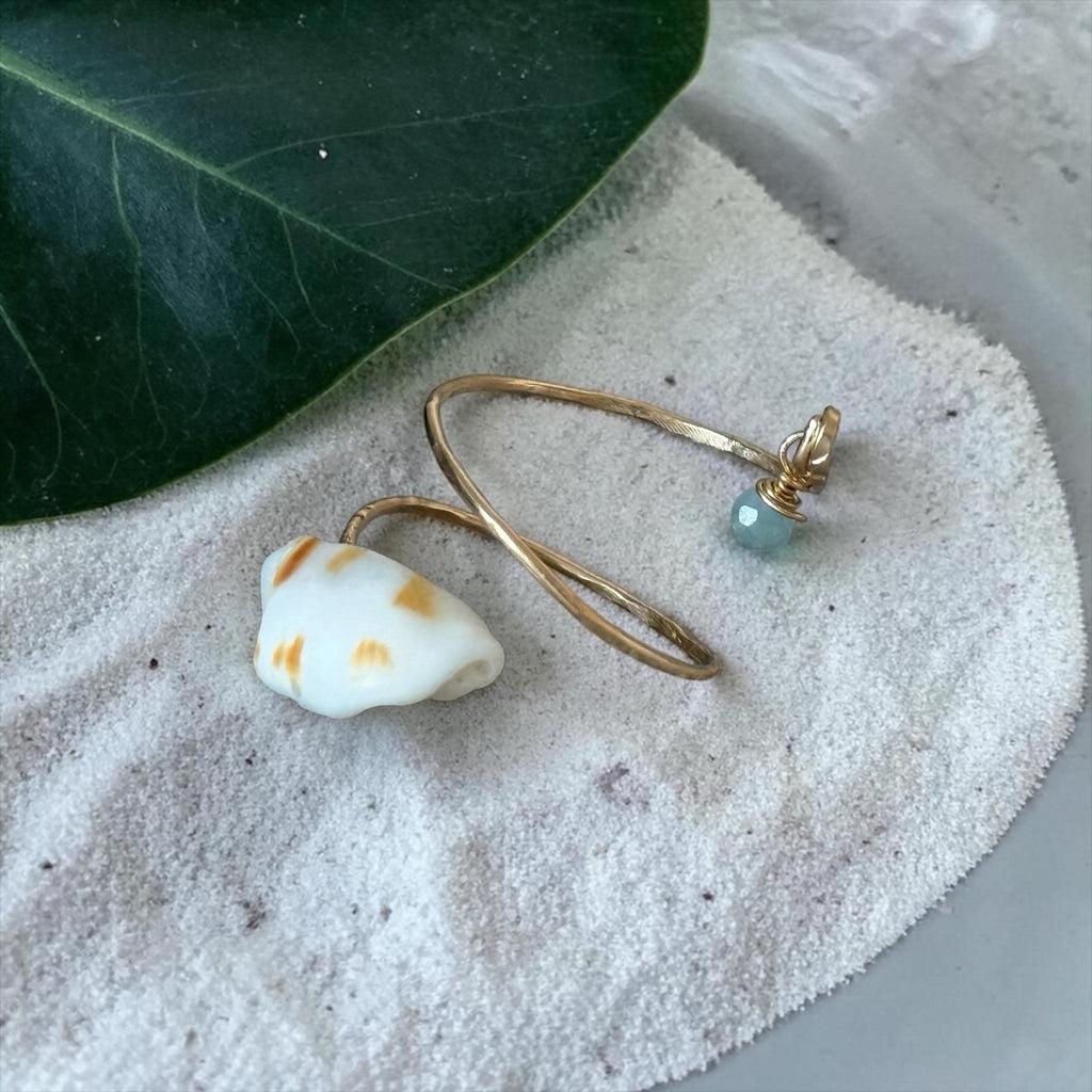 Azure Tide Hammered Wrap Ring