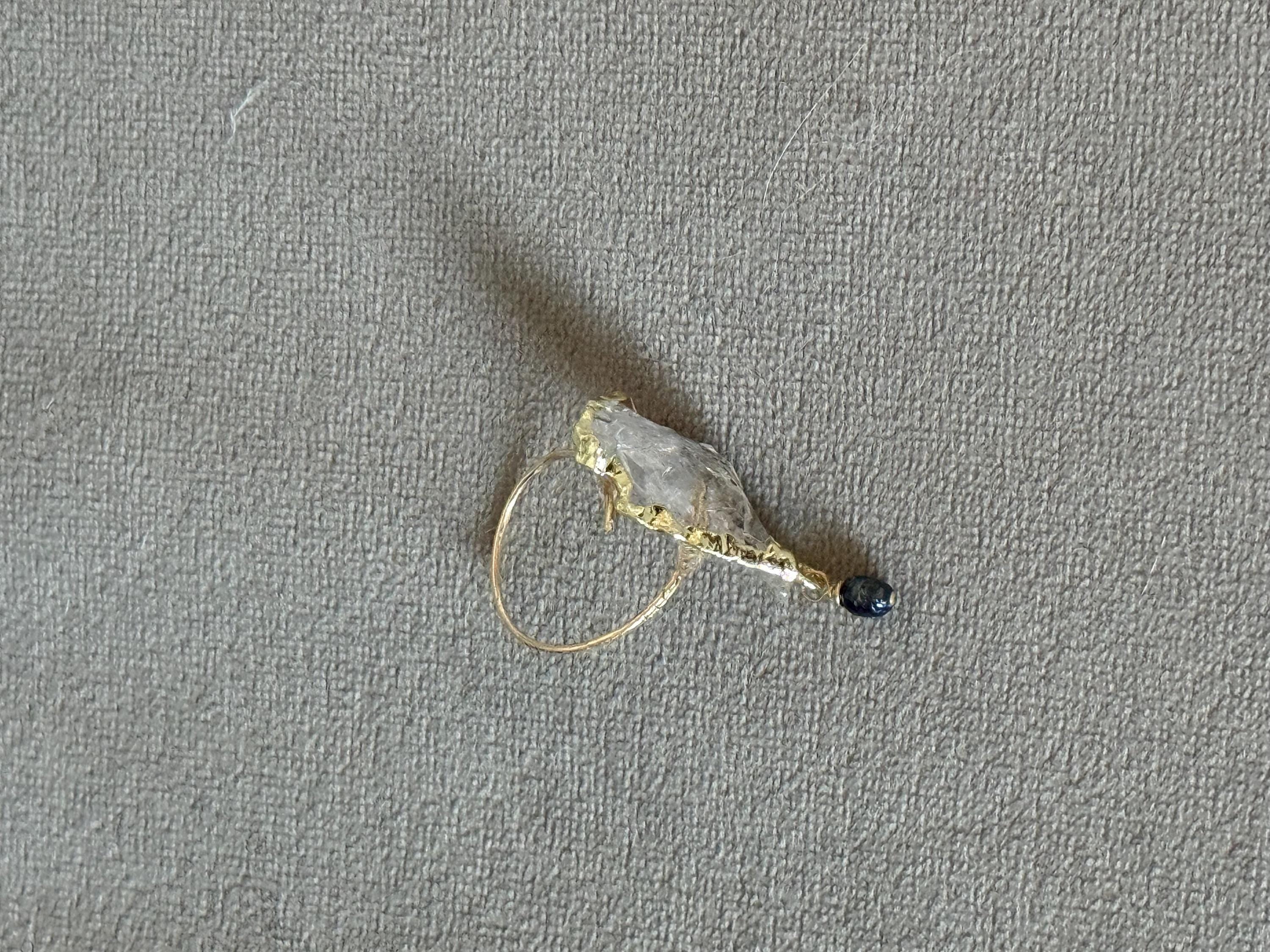 Obsidian Tide Hammered Quartz Ring