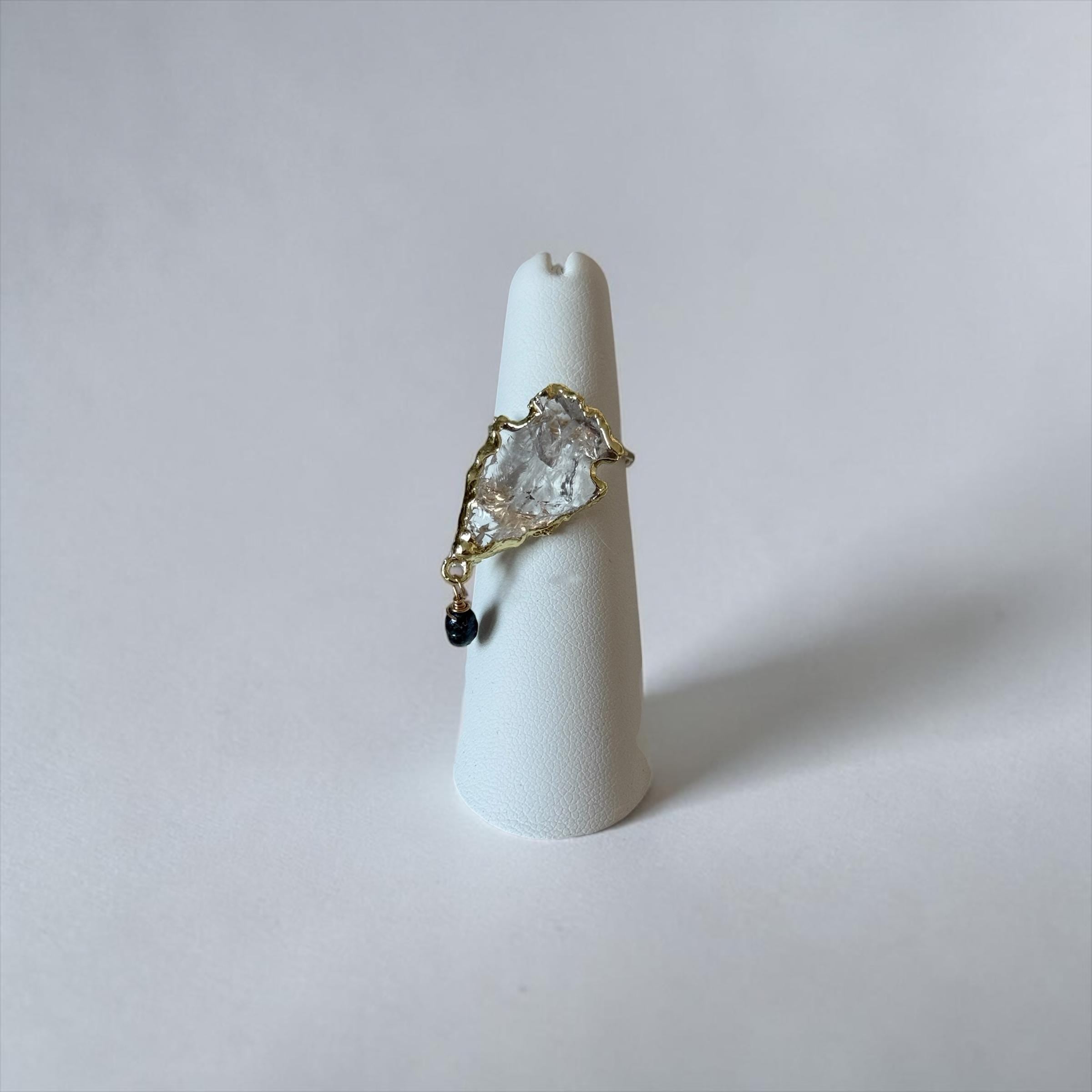 Obsidian Tide Hammered Quartz Ring